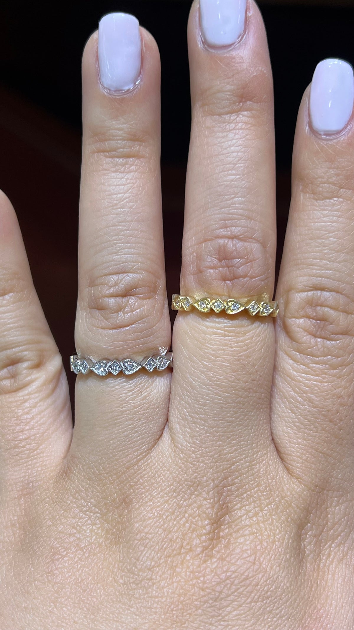 0.14ct Milgrain Beaded Diamond Wedding Band 14K Gold BAN103