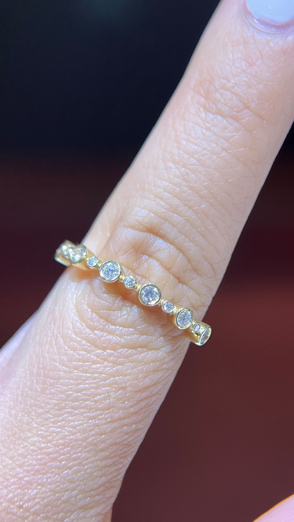 0.30ct Alternating Bezel Round Diamond Wedding Band 14K Gold BAN118