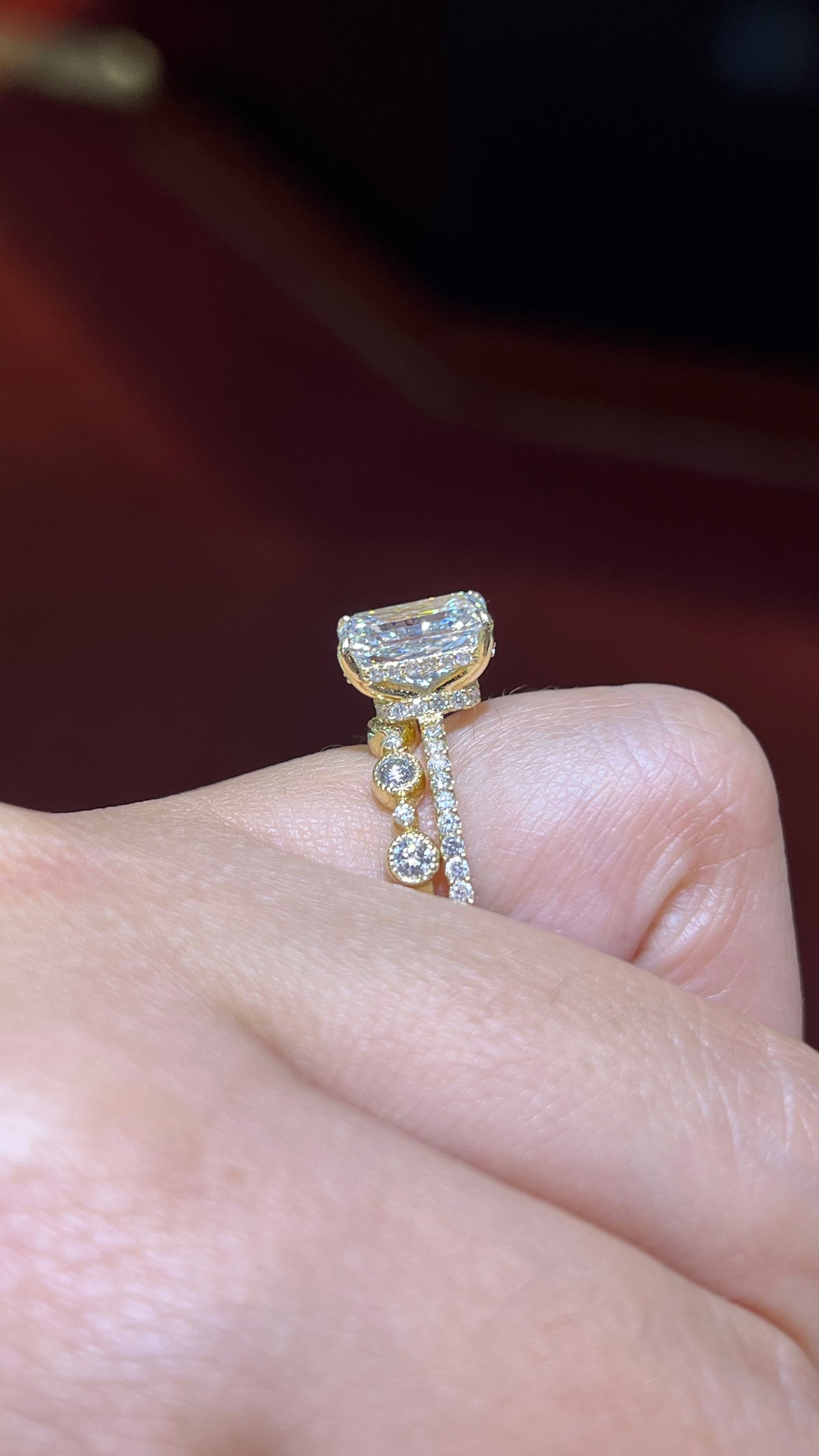 0.40ct Milgrain Beaded Bezel Diamond Wedding Band 14K Gold BAN123