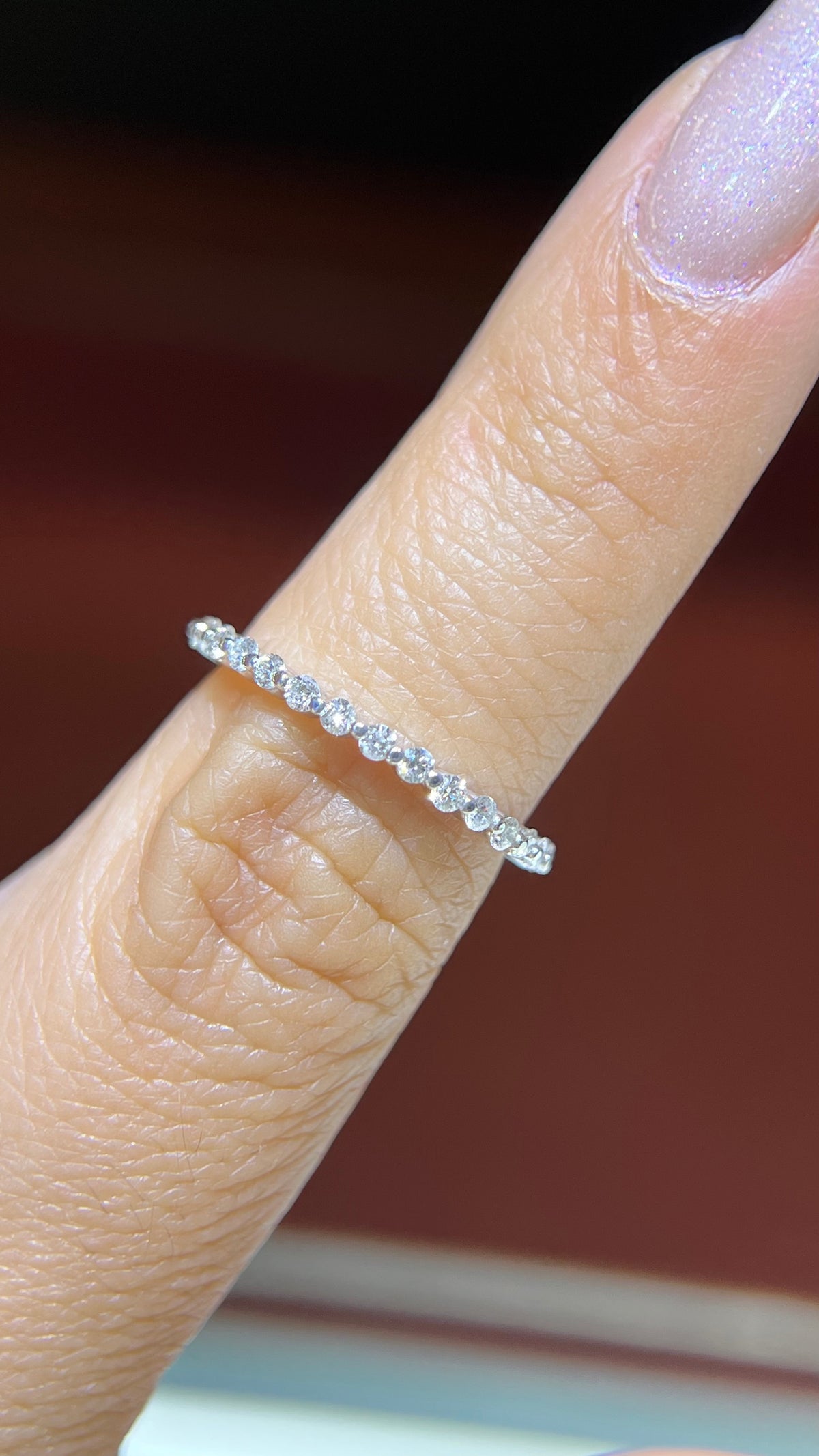 0.31ct Single Shared Prong Bubble Diamond Wedding Band 14K Gold BAN138