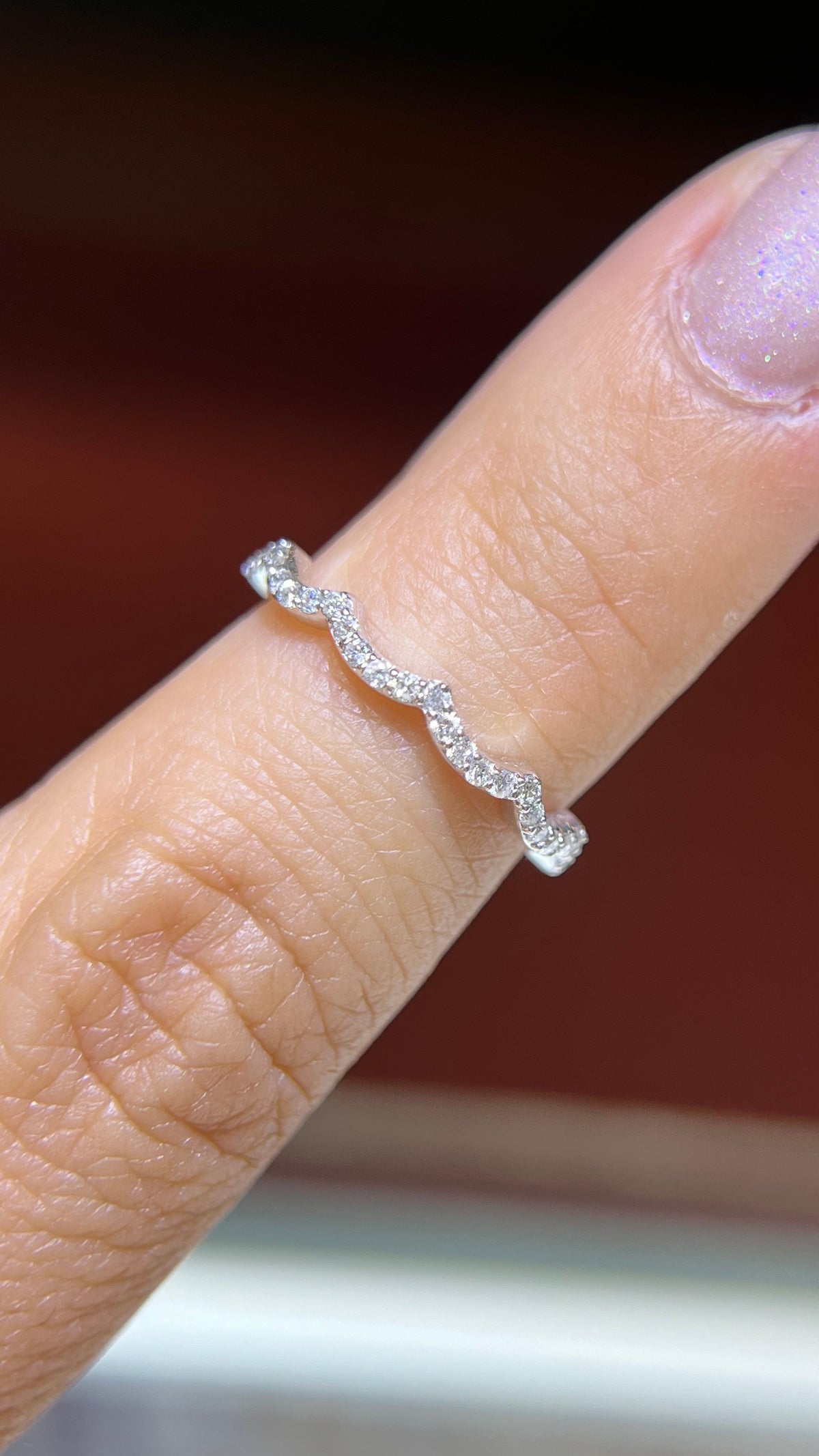 Wave Pave Diamond Wedding Band 14K Gold BAN139