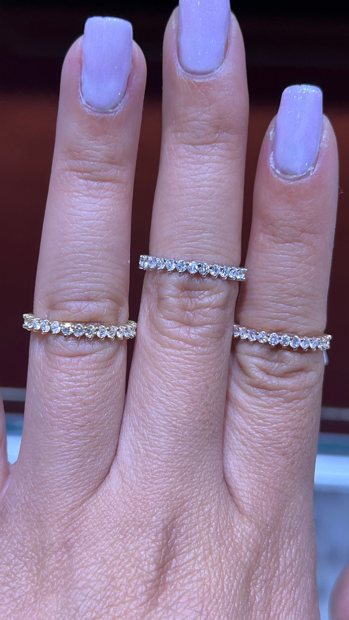 Shared 3-Prong Diamond Wedding Band 14K Gold BAN142