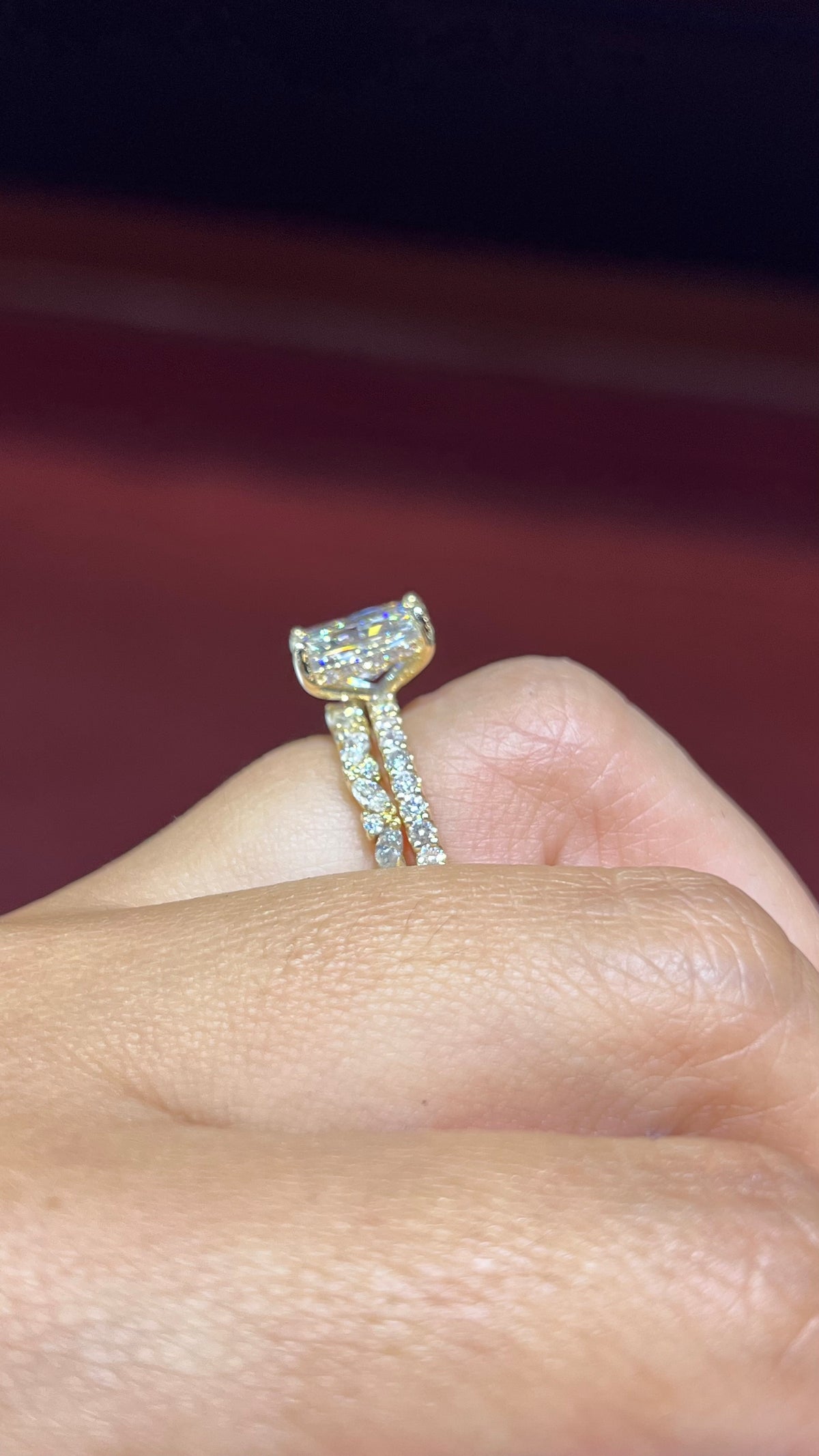 Staggered Marquise Alternating Diamond Wedding Band 14K Gold BAN143