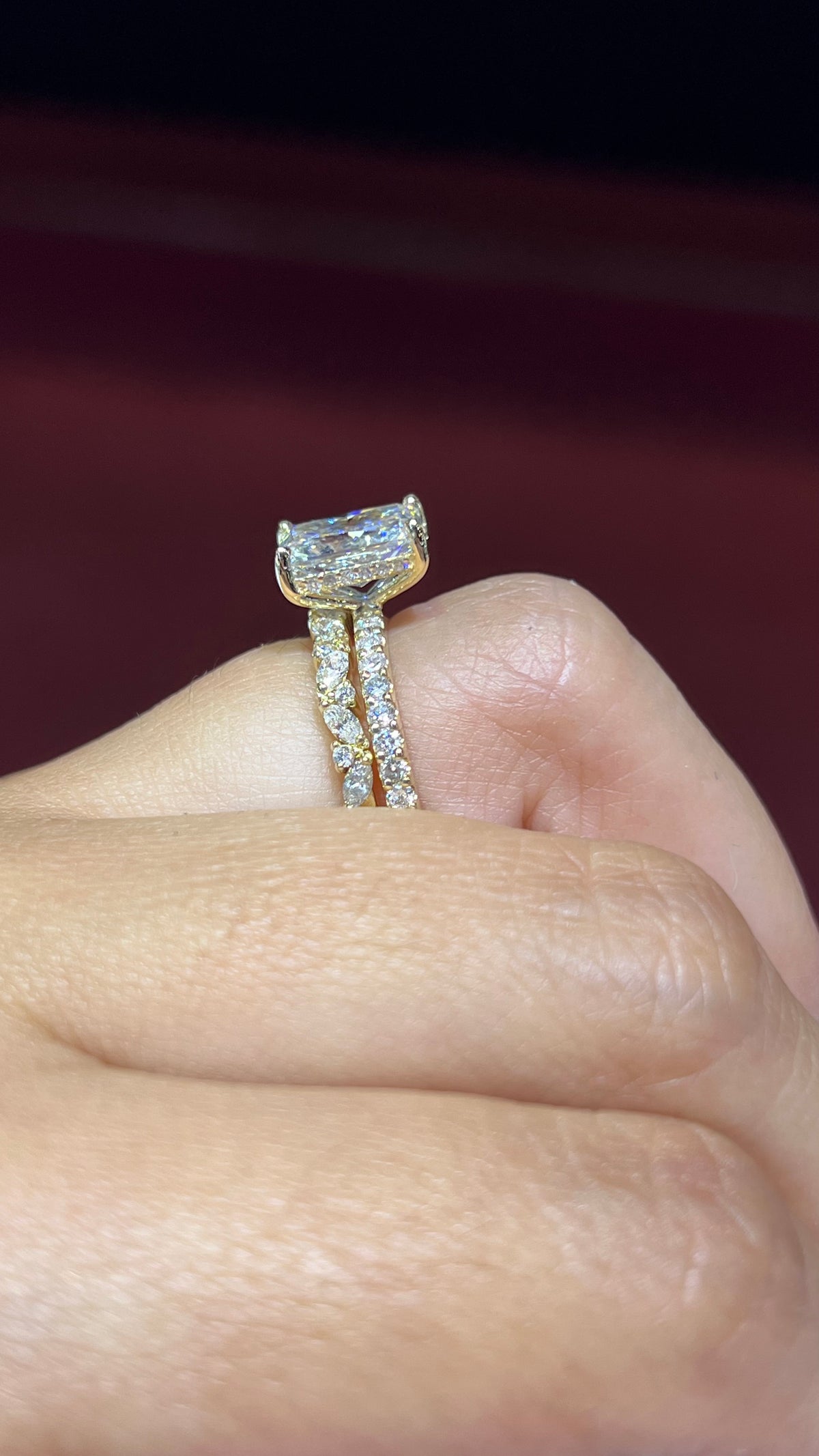 Staggered Marquise Alternating Diamond Wedding Band 14K Gold BAN143