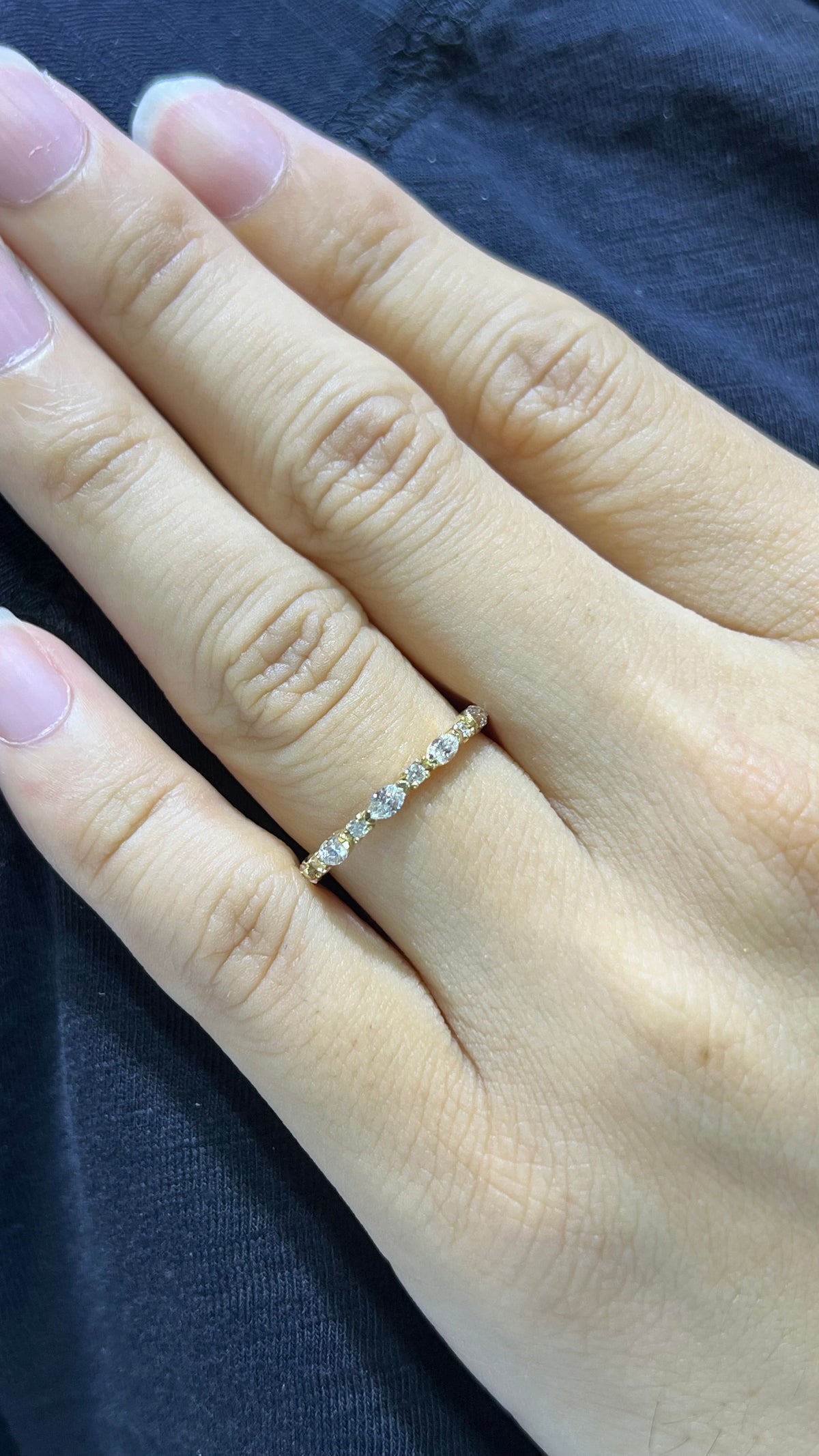 Alternating Marquise Diamond Wedding Band 14K Gold BAN145