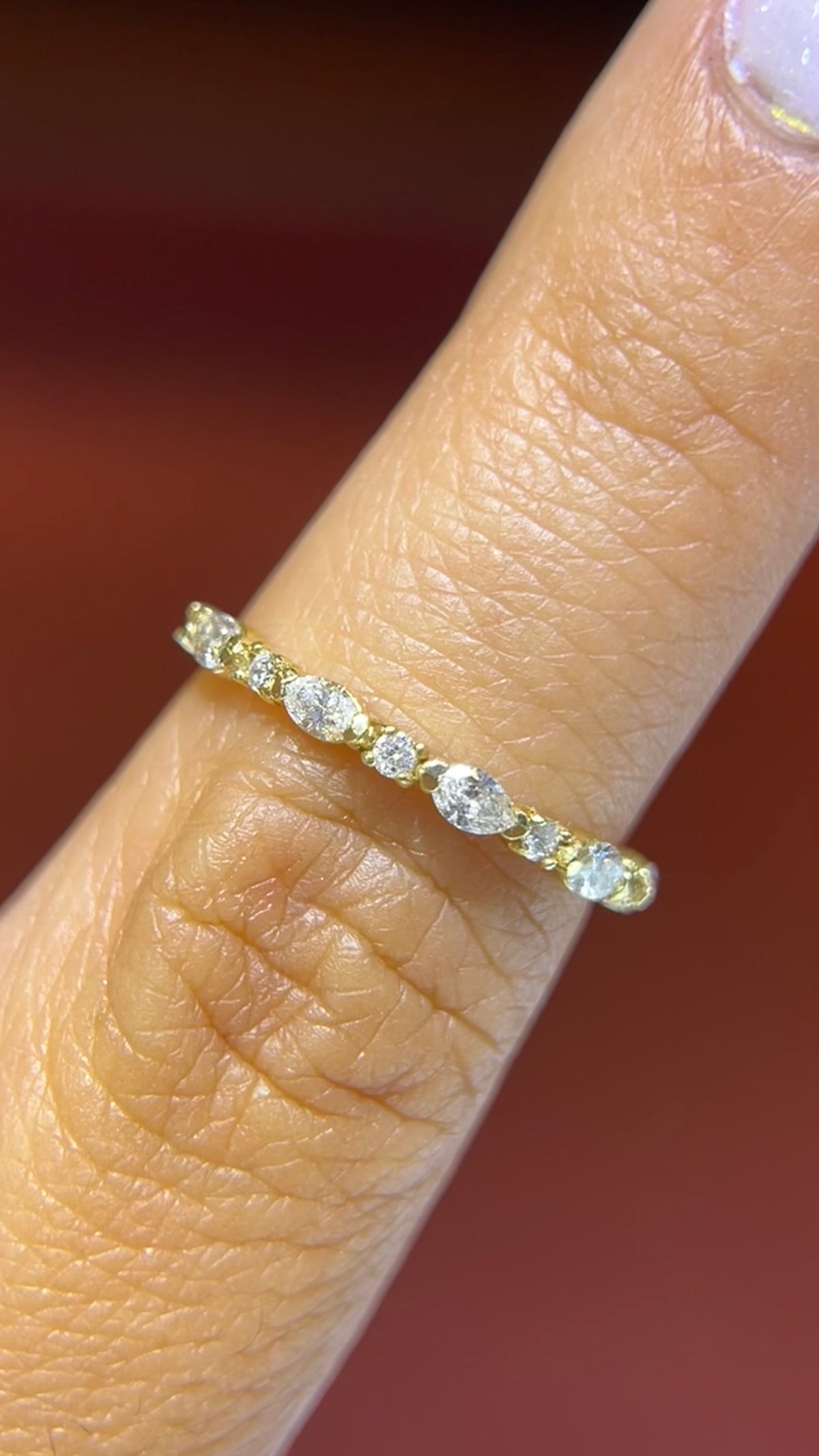 Alternating Marquise Diamond Wedding Band 14K Gold BAN145