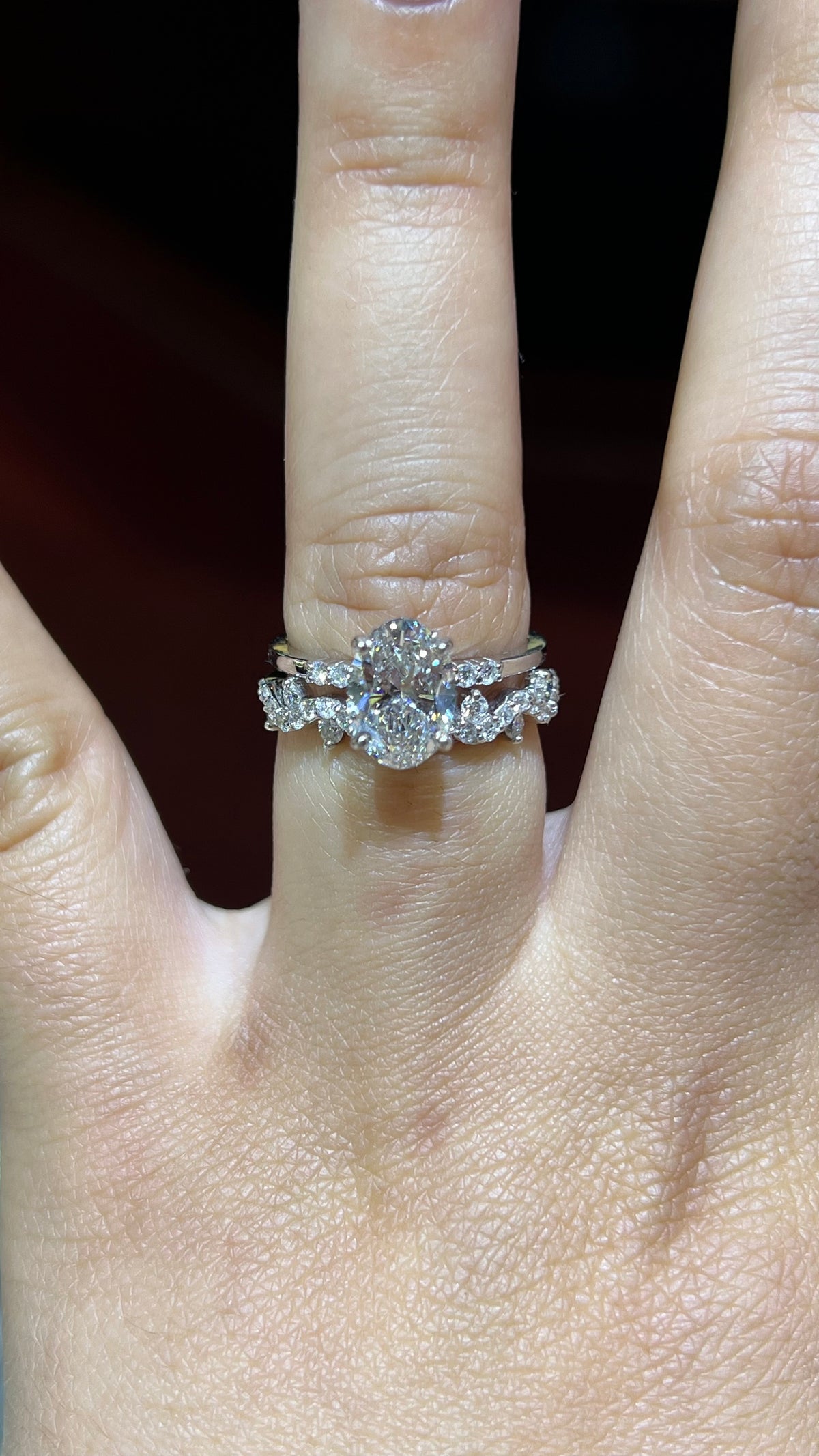 Alternating Diamond Wave Wedding Band 14K Gold BAN147