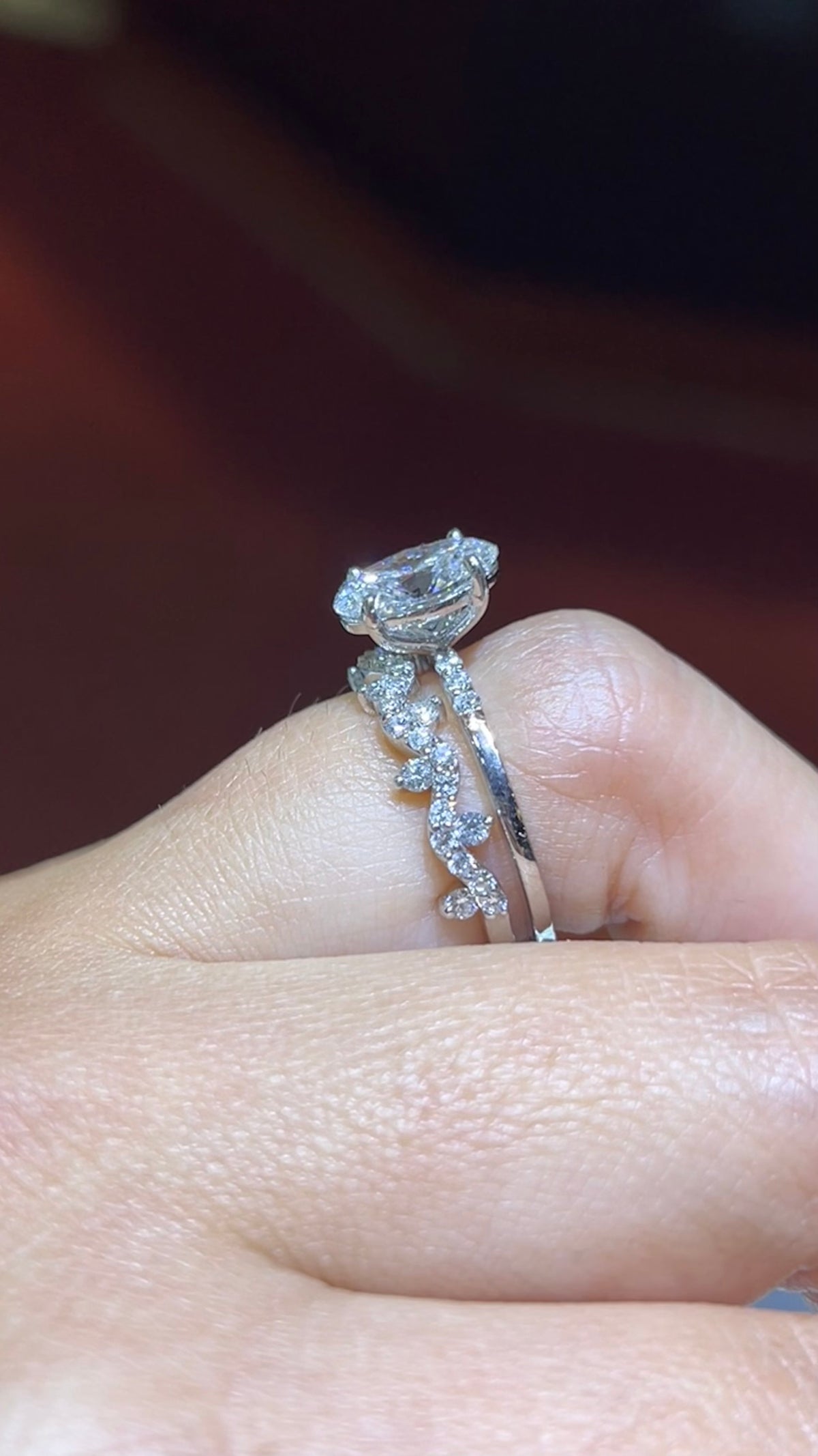 Alternating Diamond Wave Wedding Band 14K Gold BAN147