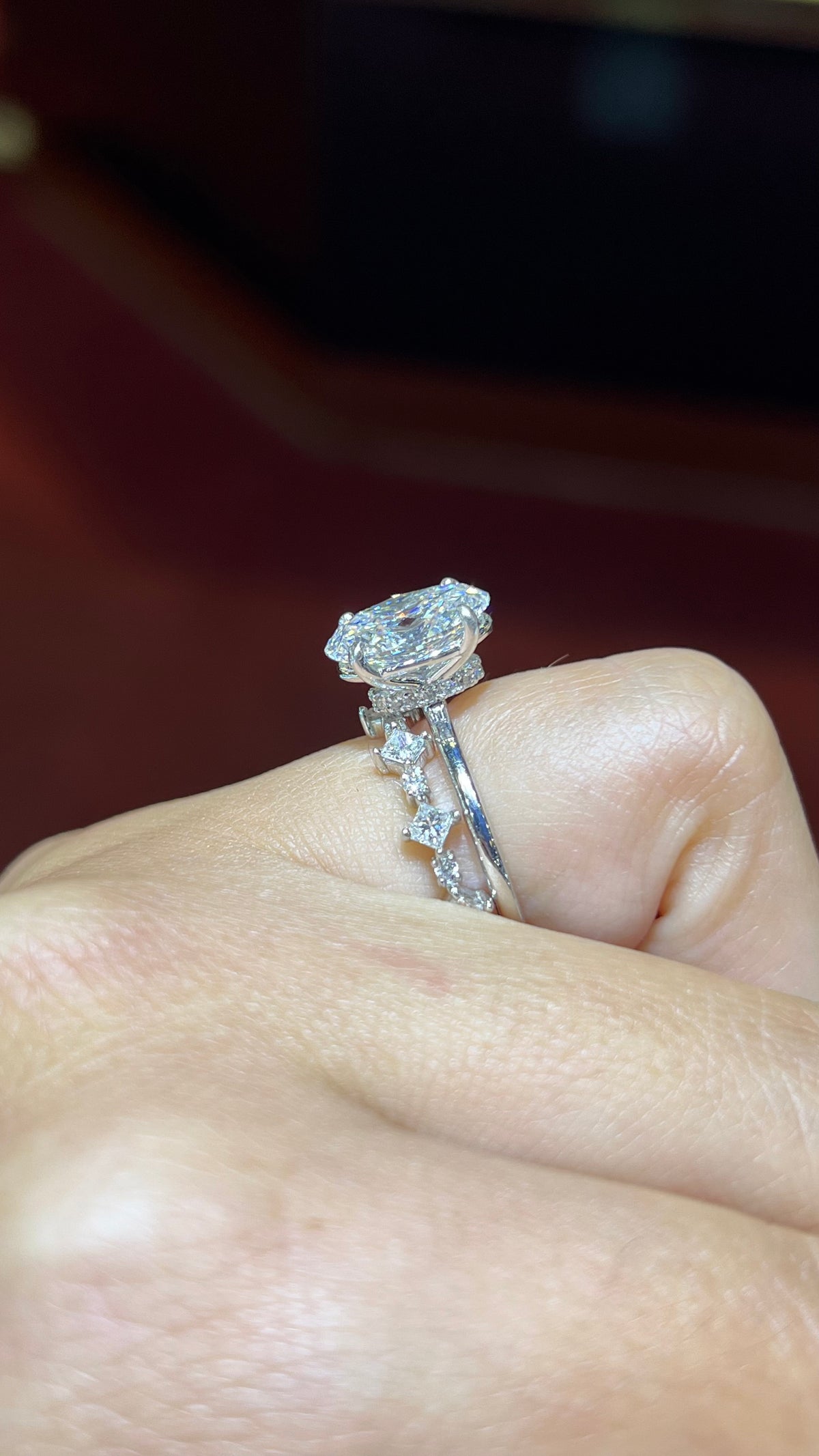 Alternating Princess & Round Diamond Wedding Band 14K Gold BAN148