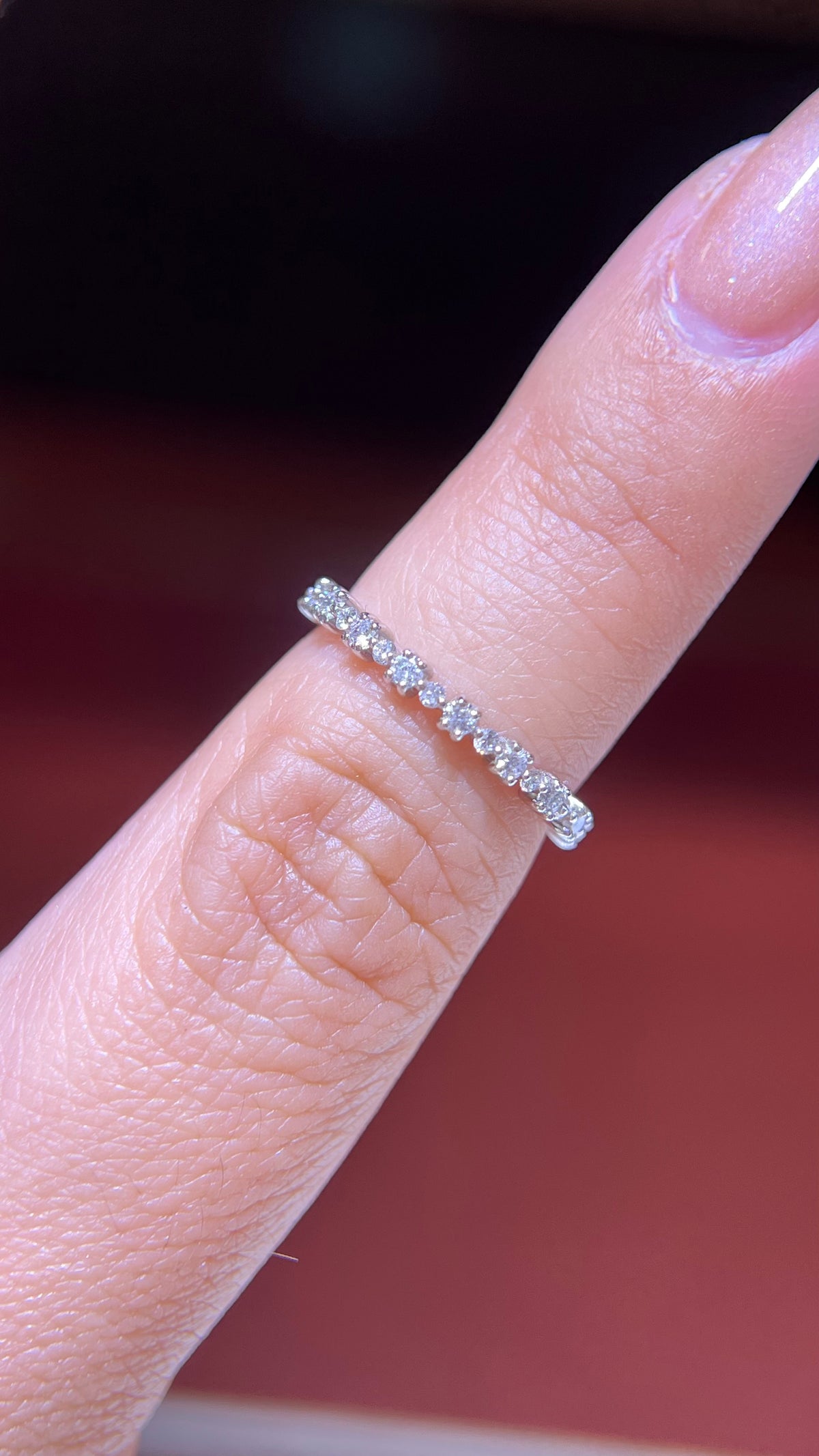 Alternating Round Brilliant Diamond Wedding Band 14K Gold BAN150