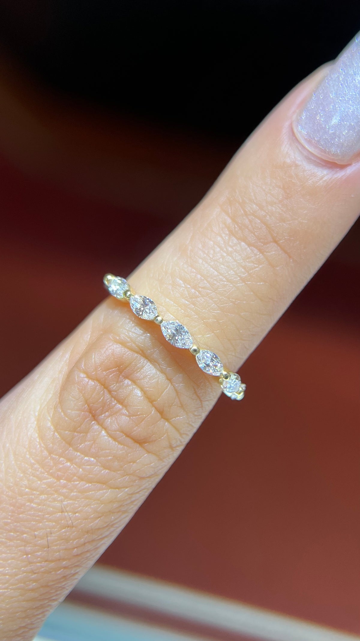 Marquise Shared Prong Diamond Wedding Band 14K Gold BAN154