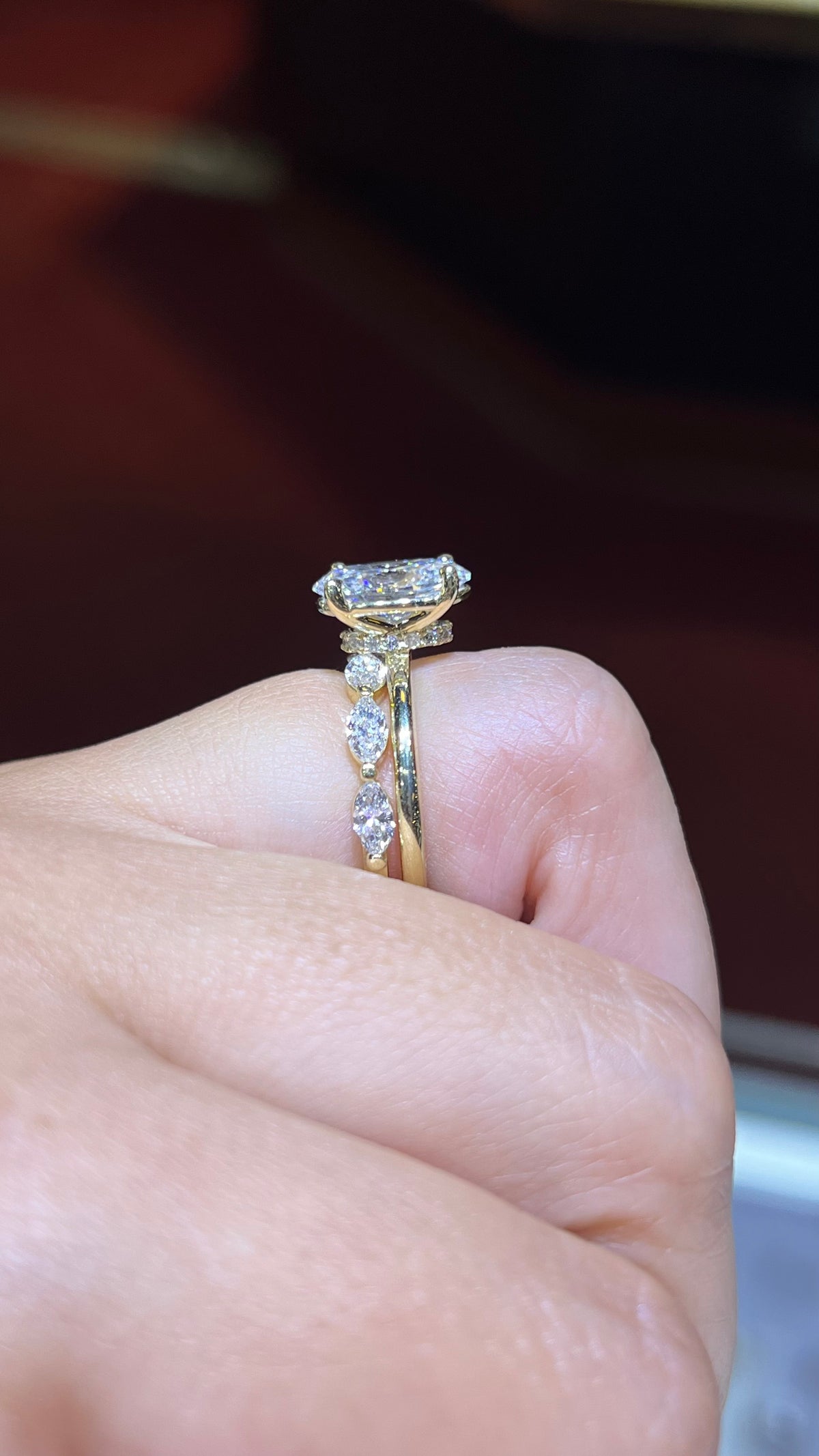 Larger Marquise Shared Prong Diamond Wedding Band 14K Gold BAN155