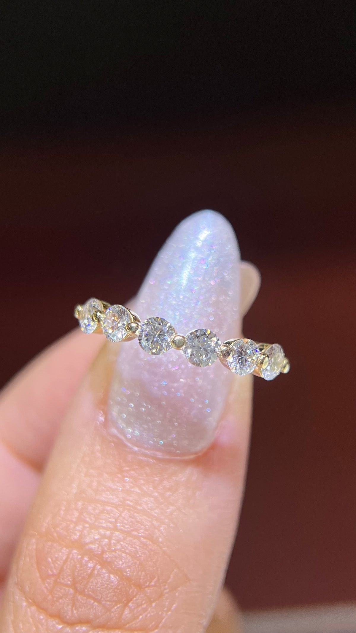 0.80ct Single Shared Prong Bubble Diamond Wedding Band 14K Gold BAN157