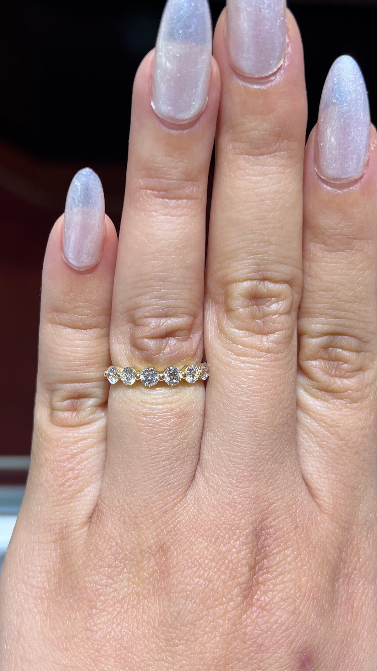 0.80ct Single Shared Prong Bubble Diamond Wedding Band 14K Gold BAN157