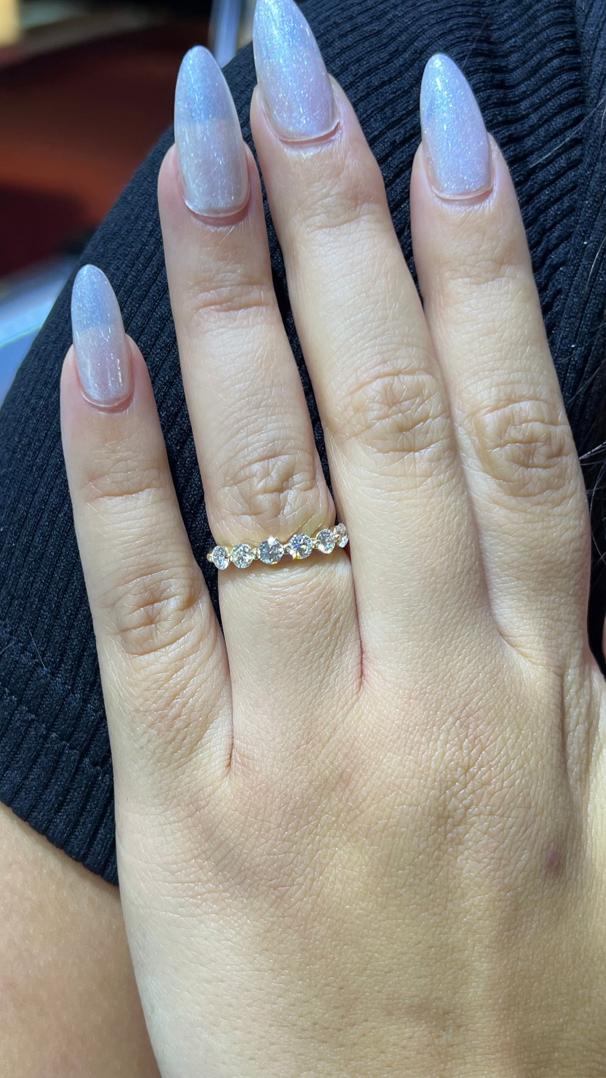 0.80ct Single Shared Prong Bubble Diamond Wedding Band 14K Gold BAN157