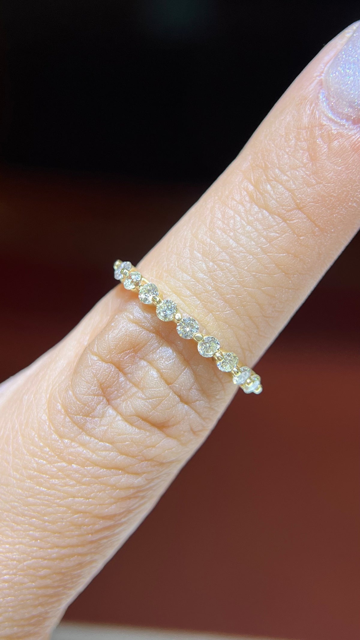 0.44ct Single Shared Prong Bubble Diamond Wedding Band 14K Gold BAN160