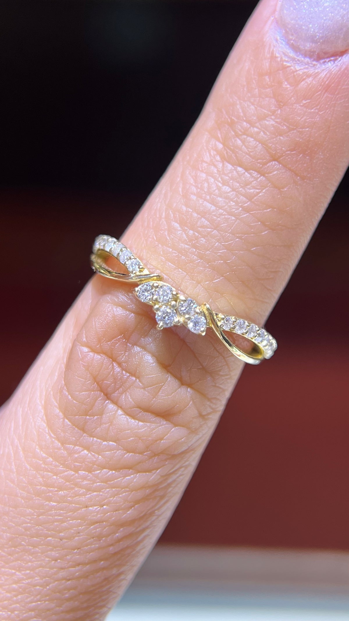 Half Diamond Twist Crown Wedding Band 14K Gold BAN162