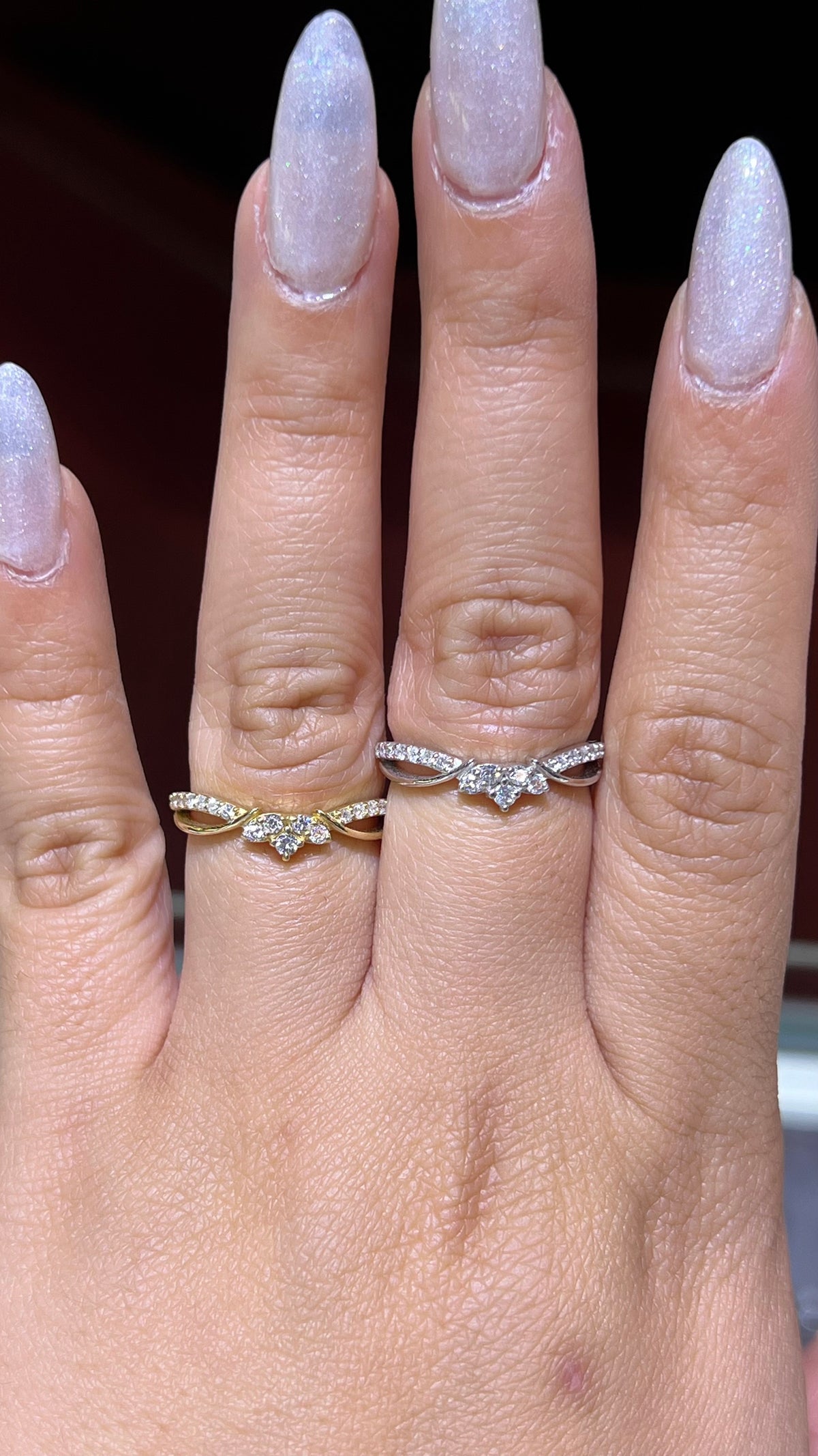 Half Diamond Twist Crown Wedding Band 14K Gold BAN162