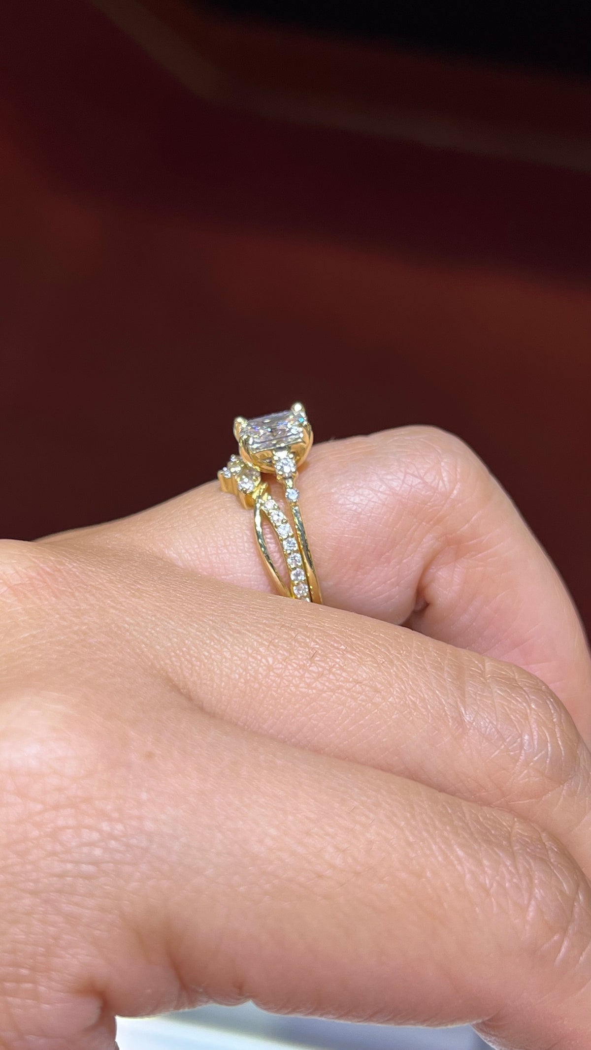 Half Diamond Twist Crown Wedding Band 14K Gold BAN162