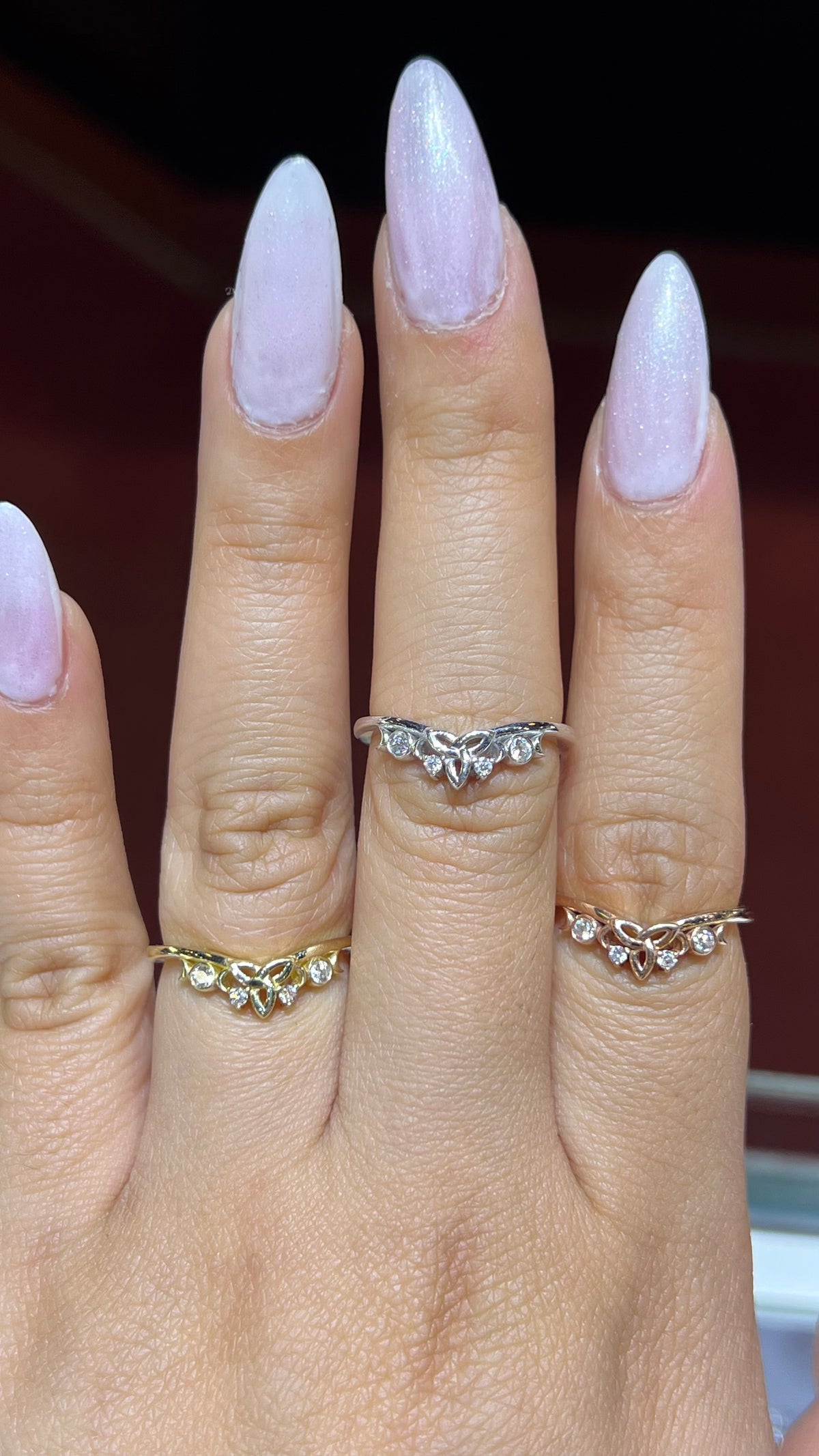 Beaded Bezel Moon Chevron Band 14K Gold BAN168