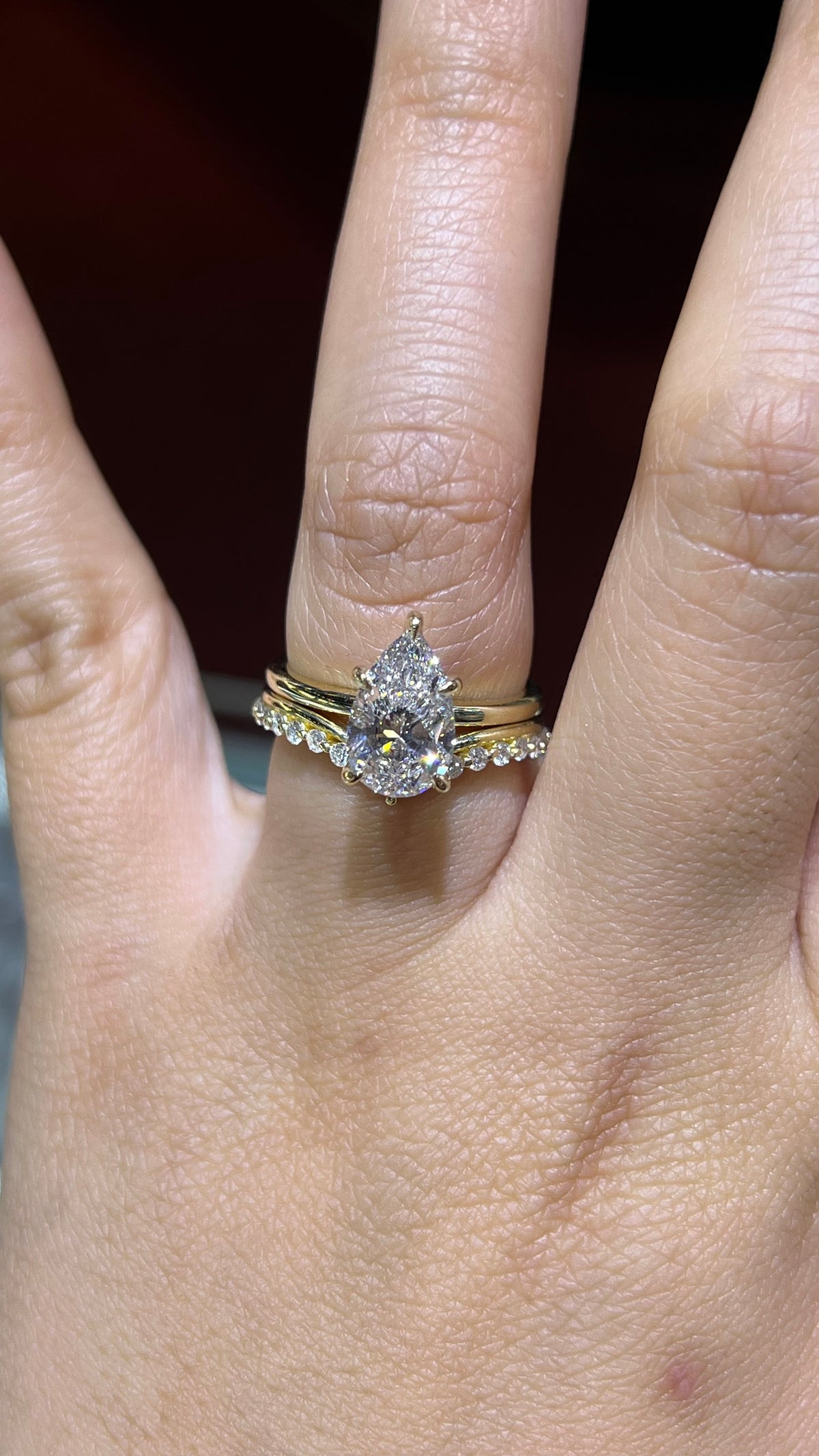 Shared Prong Chevron Band 14K Gold BAN169