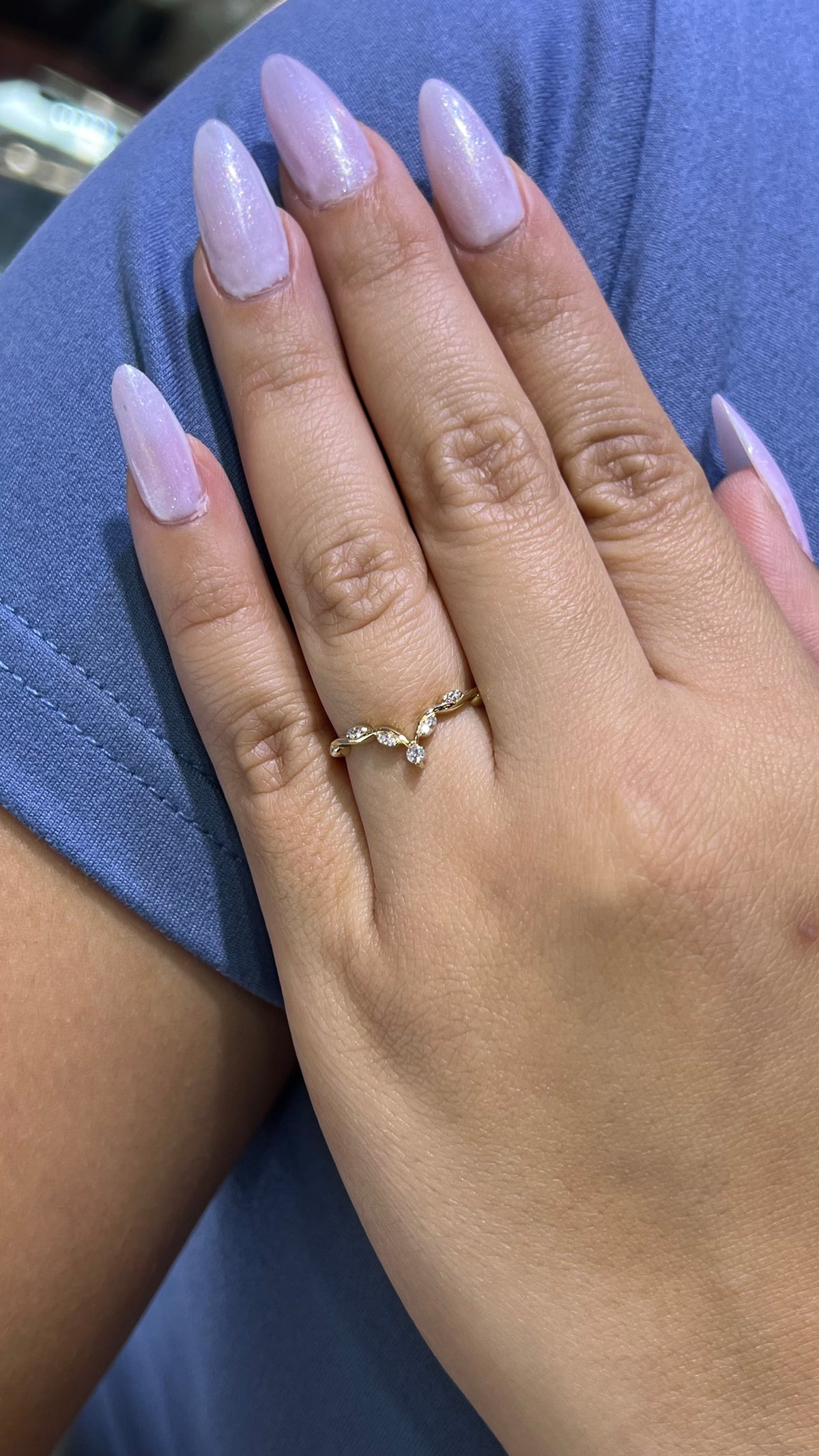 Diamond Vine Chevron Band 14K Gold BAN170