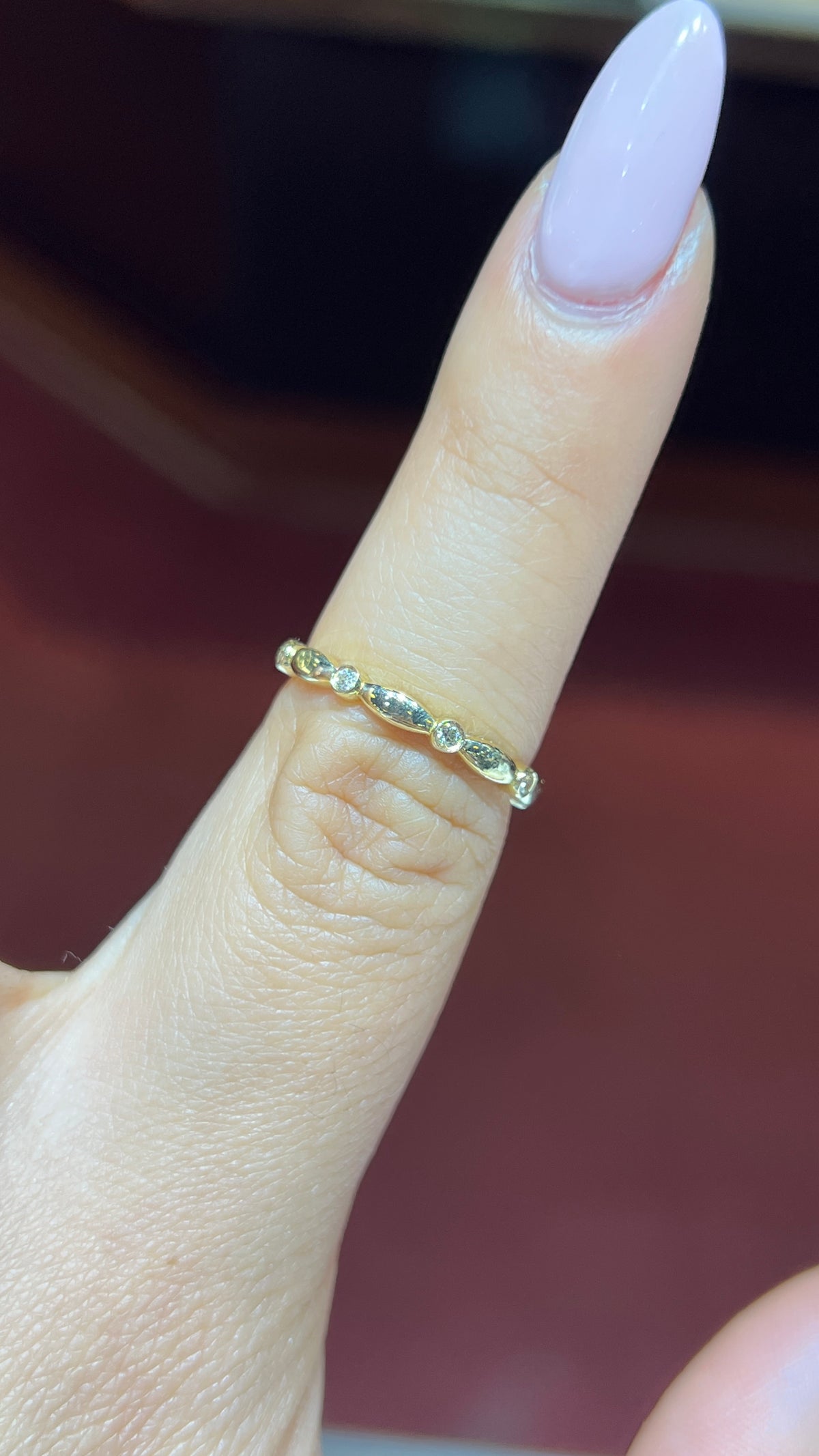 Spaced Diamond Bezel Band 14K Gold BAN171