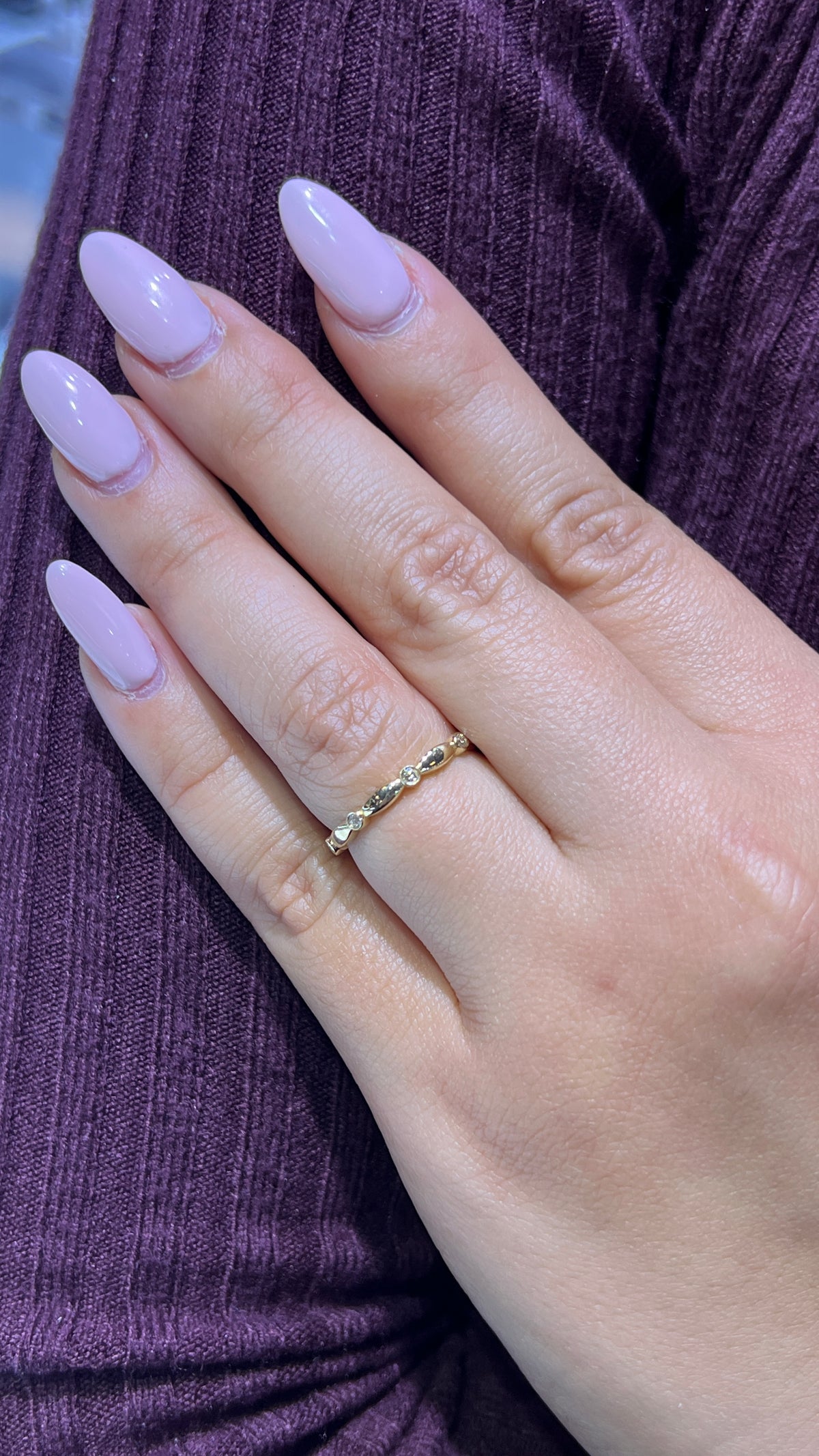 Spaced Diamond Bezel Band 14K Gold BAN171