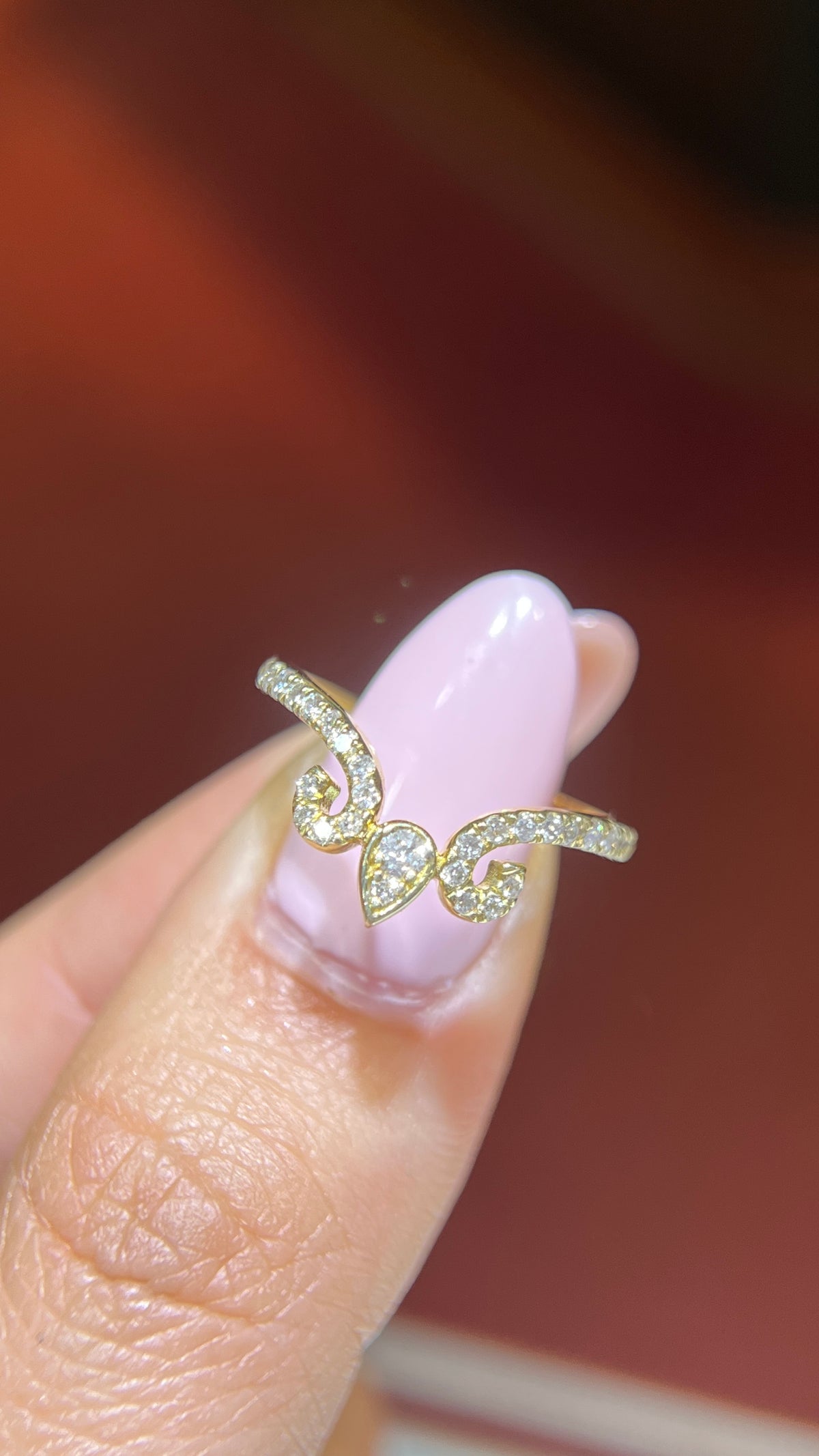 Art Nouveau Diamond Chevron Band 14K Gold BAN175