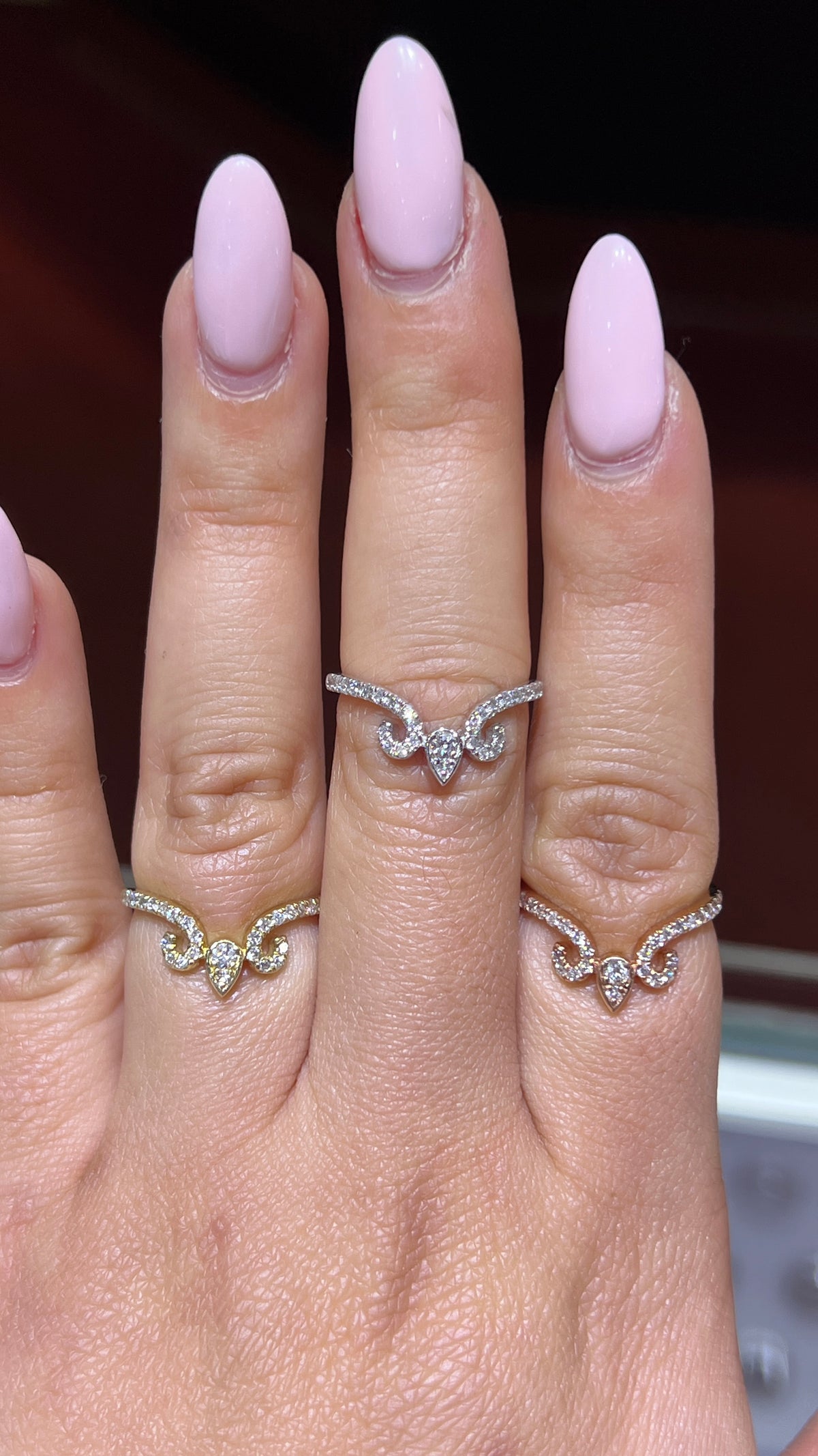 Art Nouveau Diamond Chevron Band 14K Gold BAN175