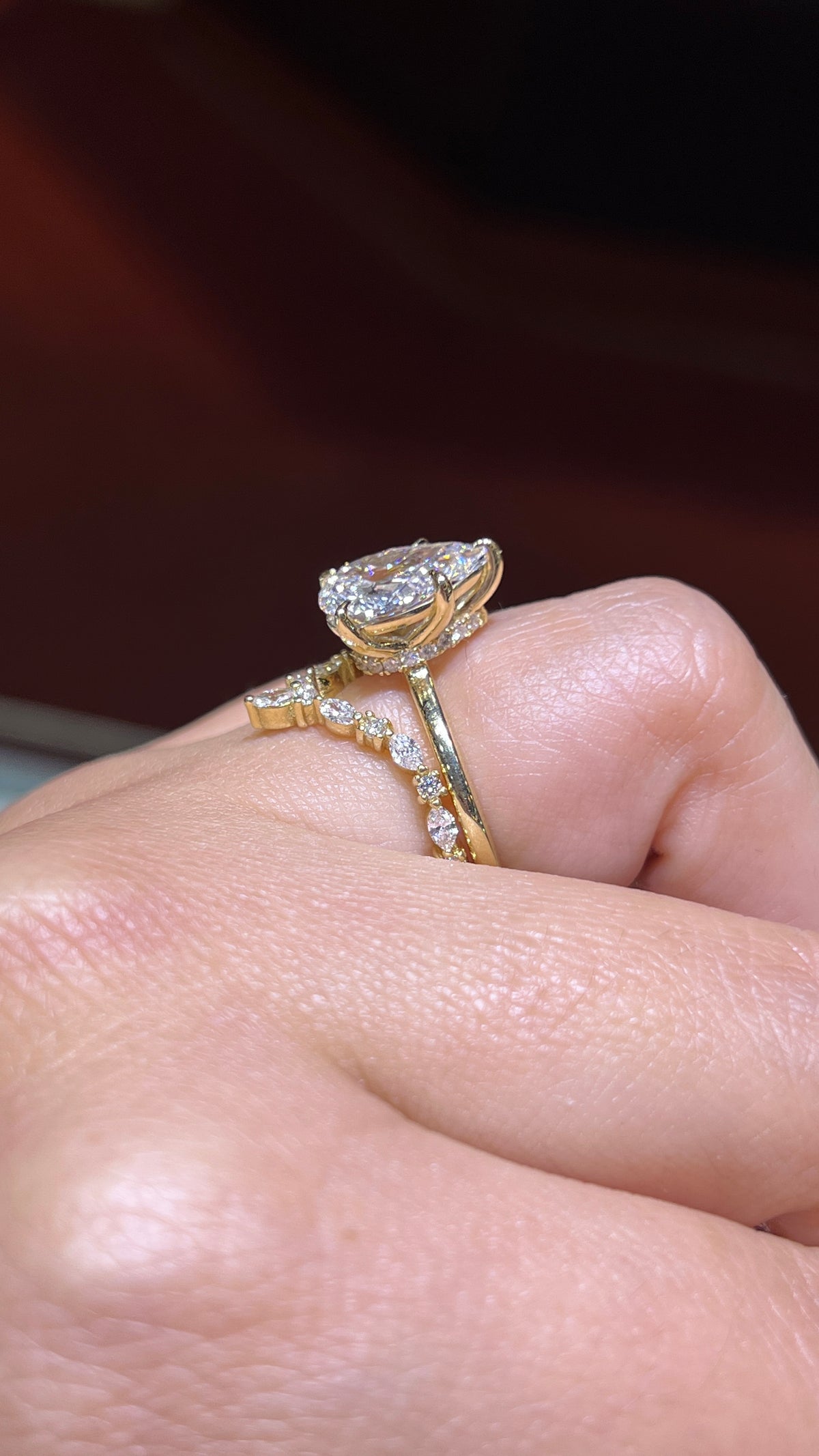 Round & Marquise Alternating Diamond Chevron Band 14K Gold BAN178