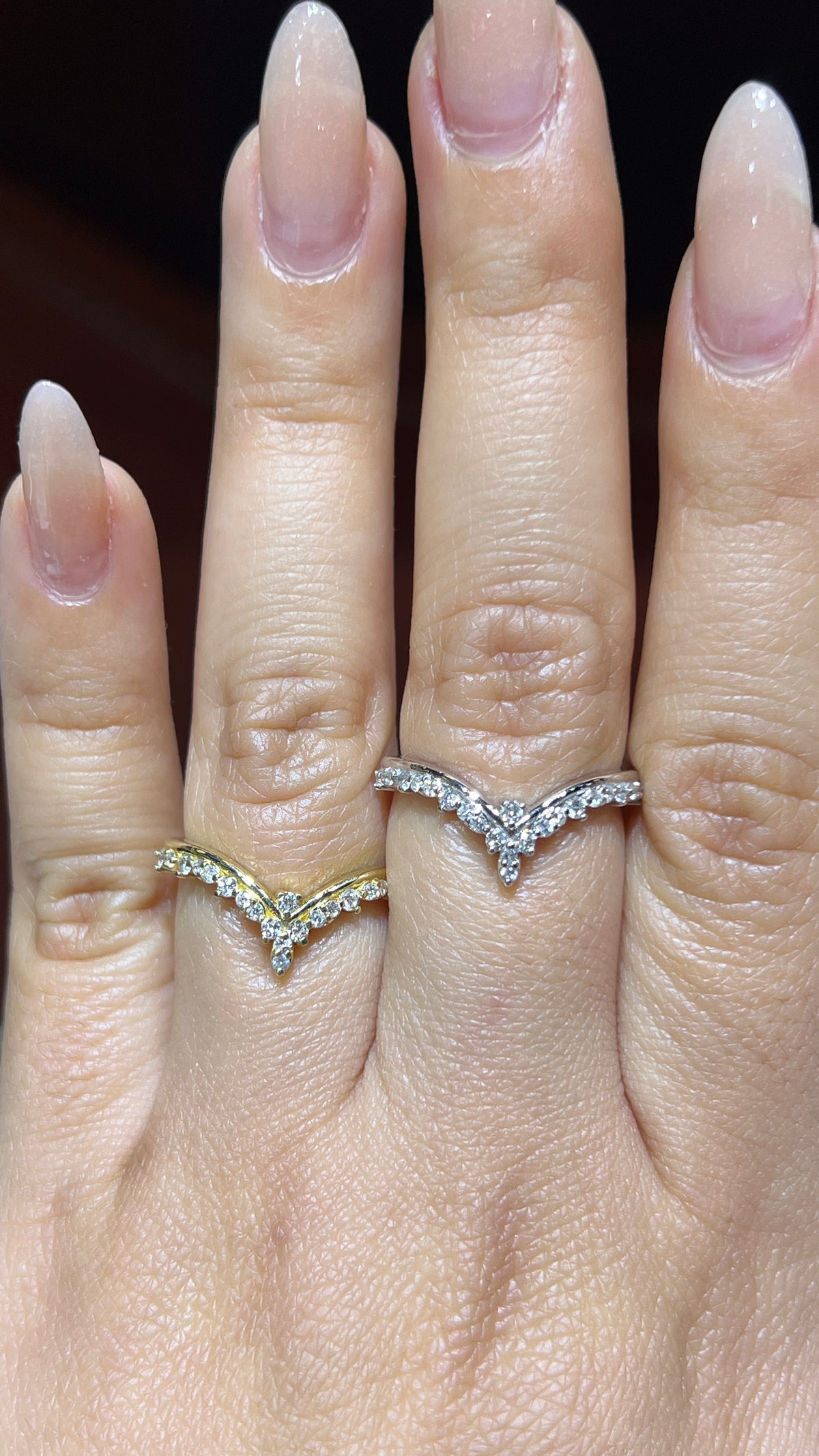 Straight Triple Marquise Diamond Chevron Band 14K Gold BAN181