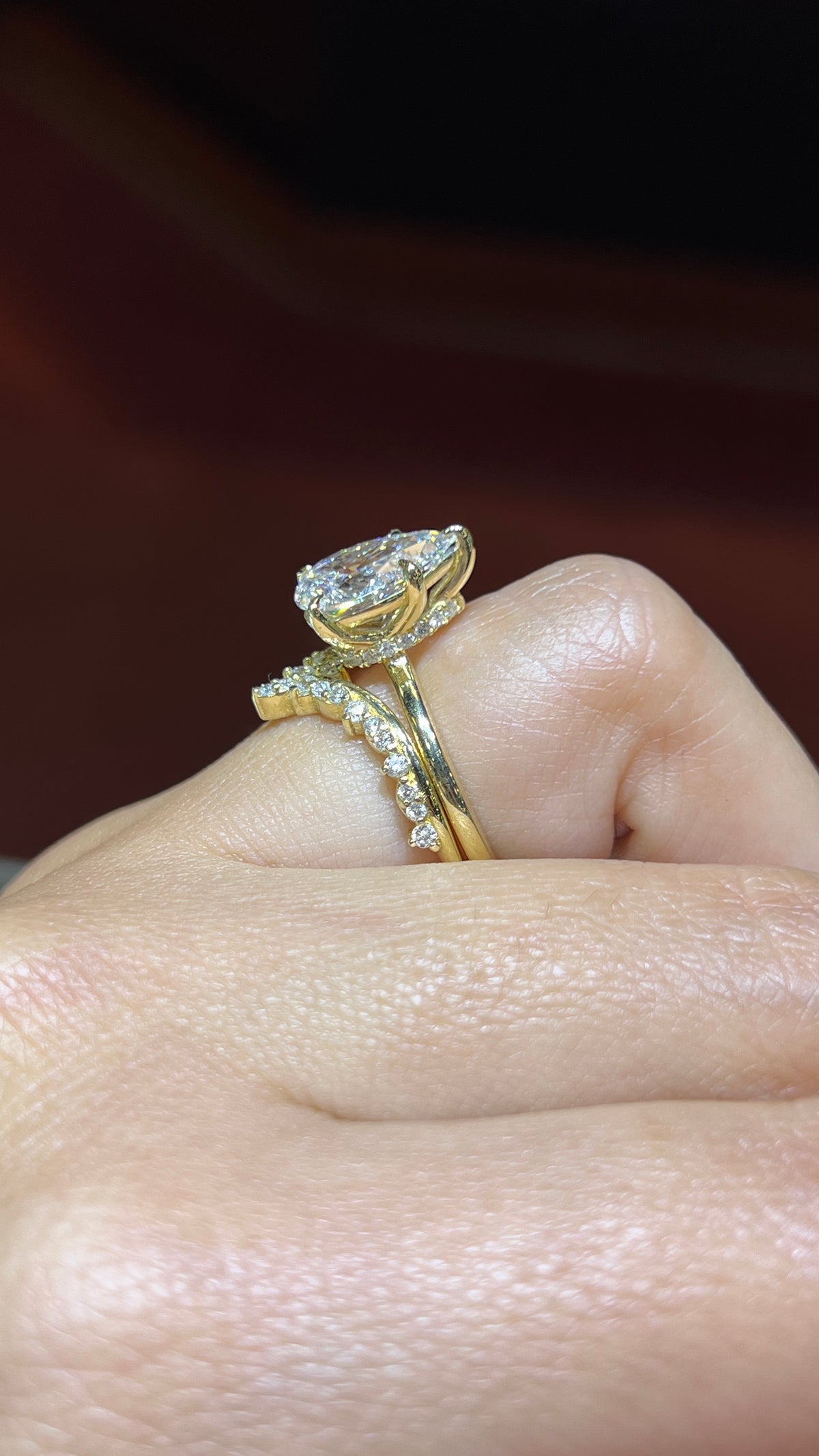 Straight Triple Marquise Diamond Chevron Band 14K Gold BAN181