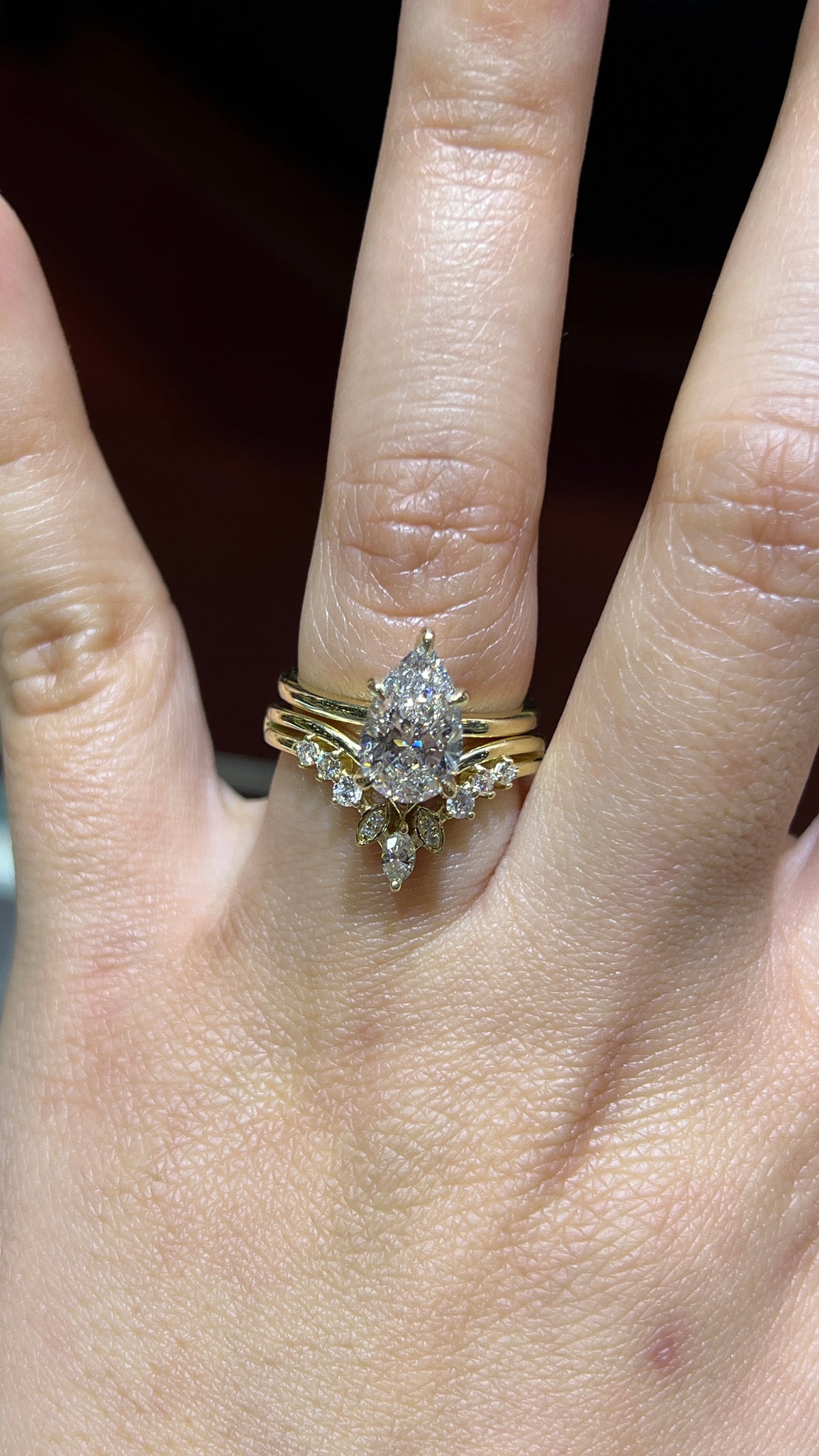 Marquise Two-Layer Diamond Chevron Band 14K Gold BAN182