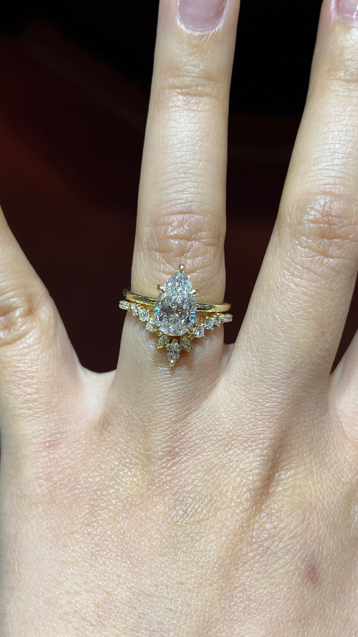 Marquise & Round Diamond Chevron Band 14K Gold BAN187