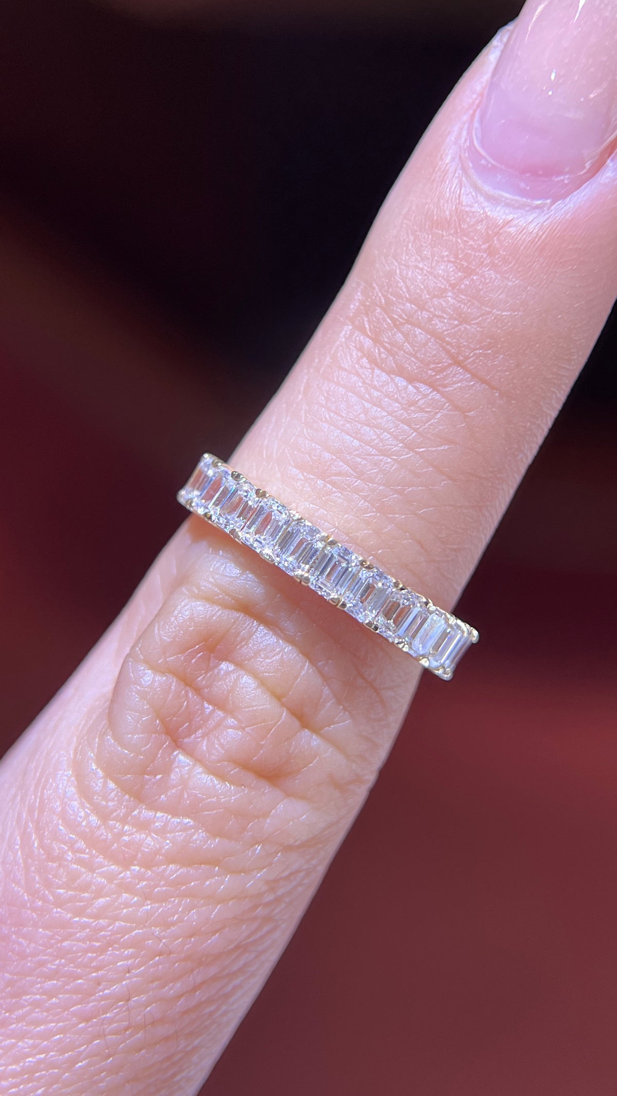 Emerald Diamond Shared Prong Gold Band 14K Gold BAN188