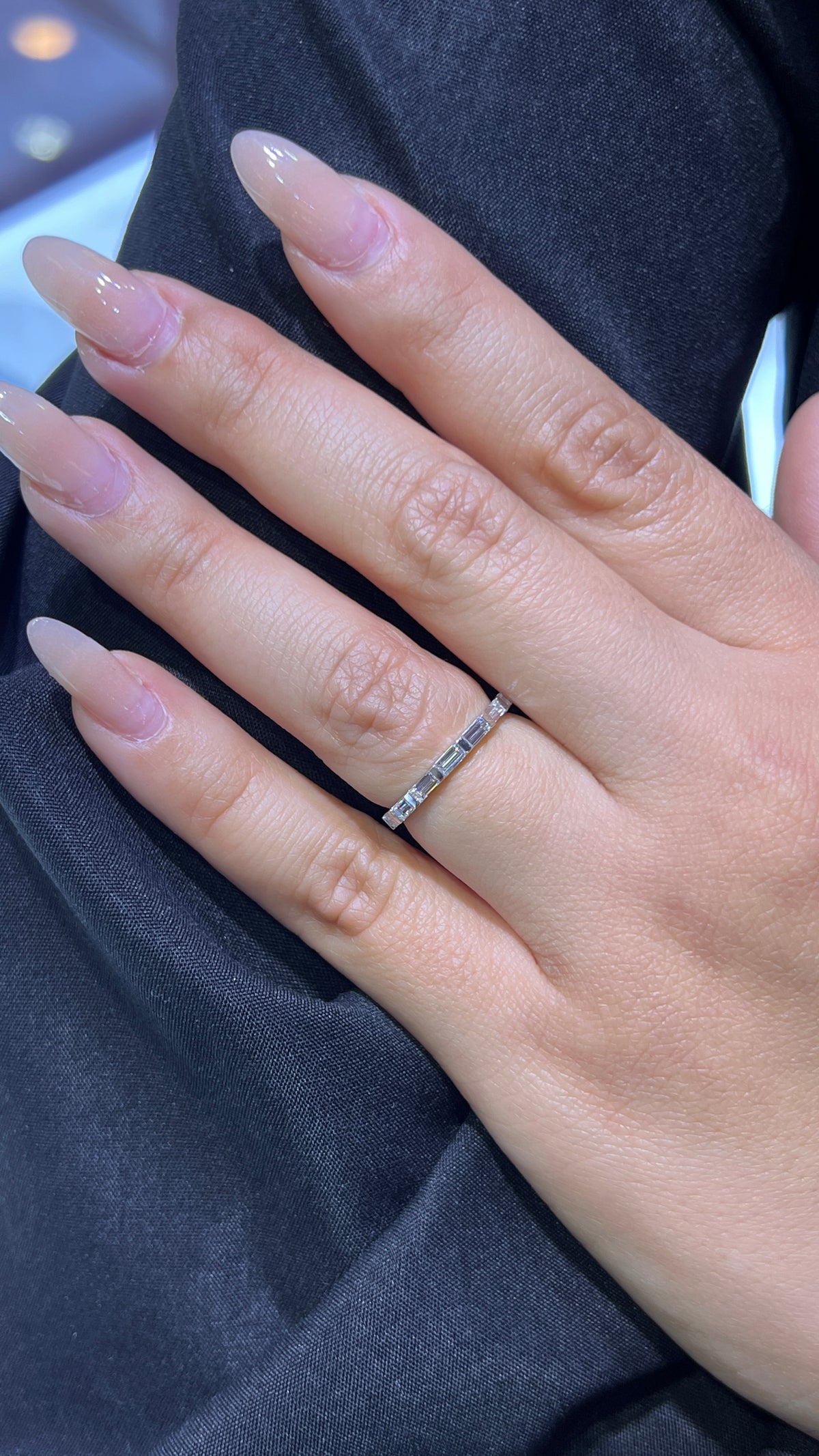 Horizontal Baguette Diamond Band 14K Gold BAN190