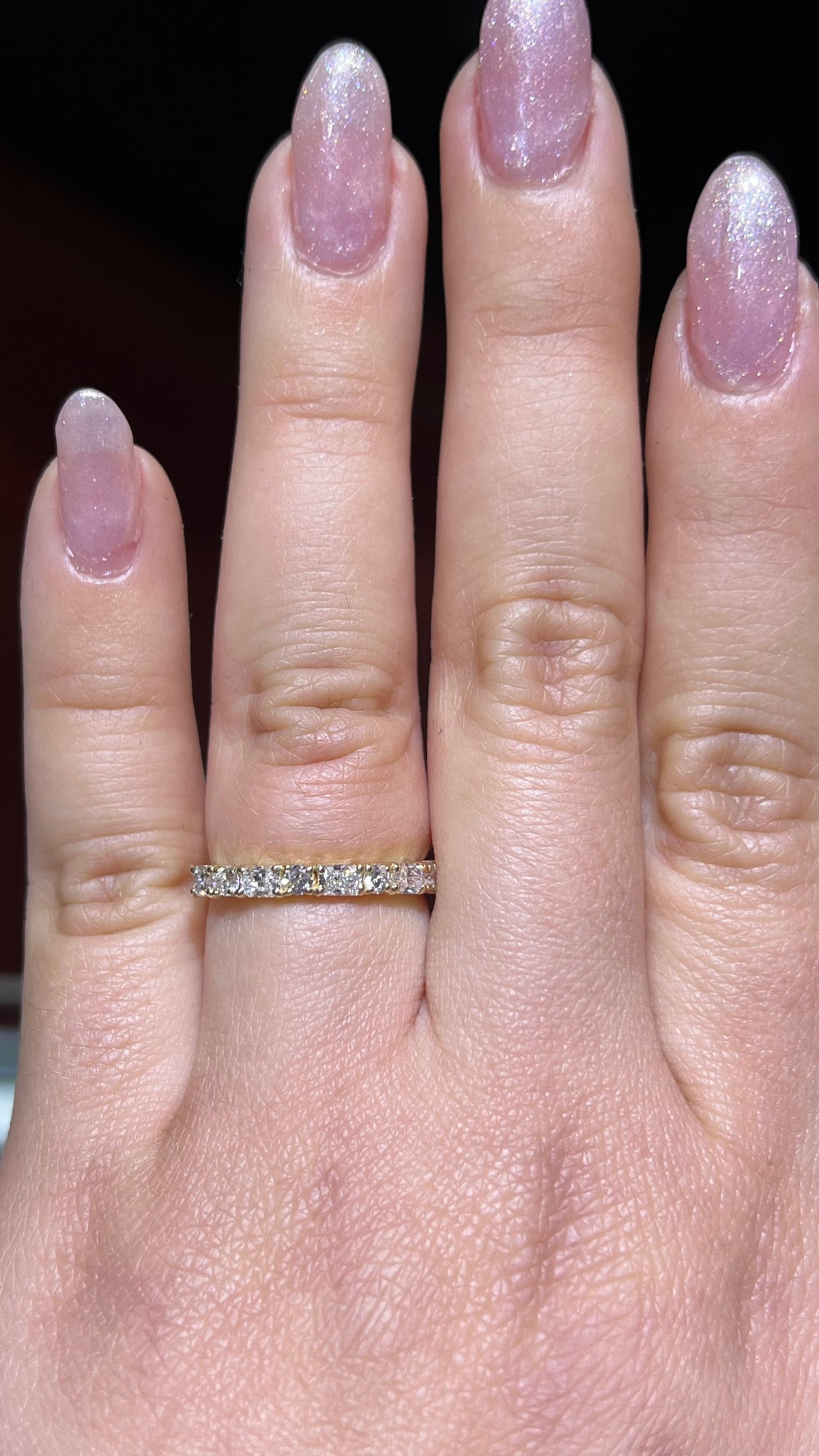 Alternating Radiant and Round Diamond Band 14K Gold BAN195