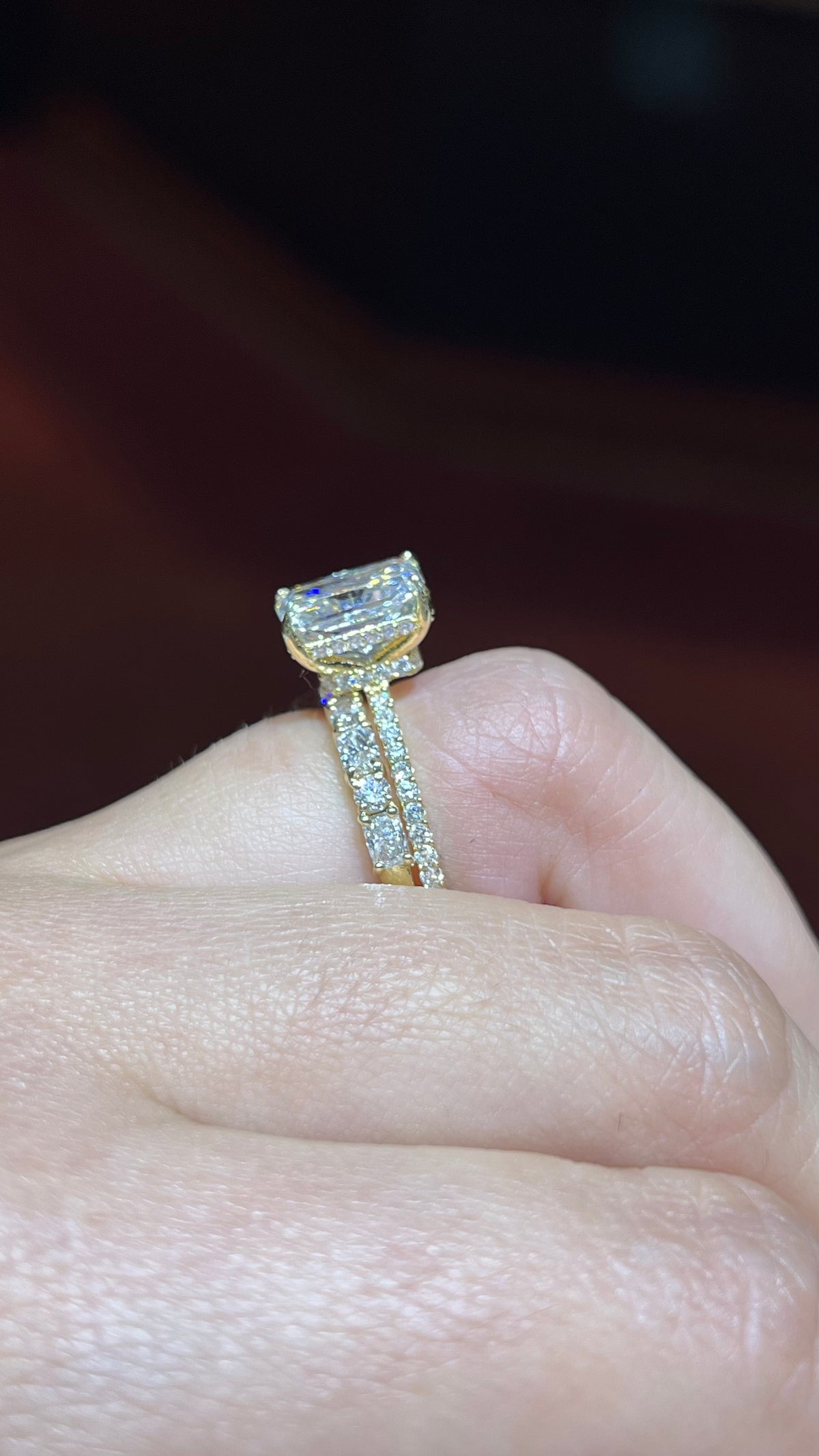 Alternating Radiant and Round Diamond Band 14K Gold BAN195
