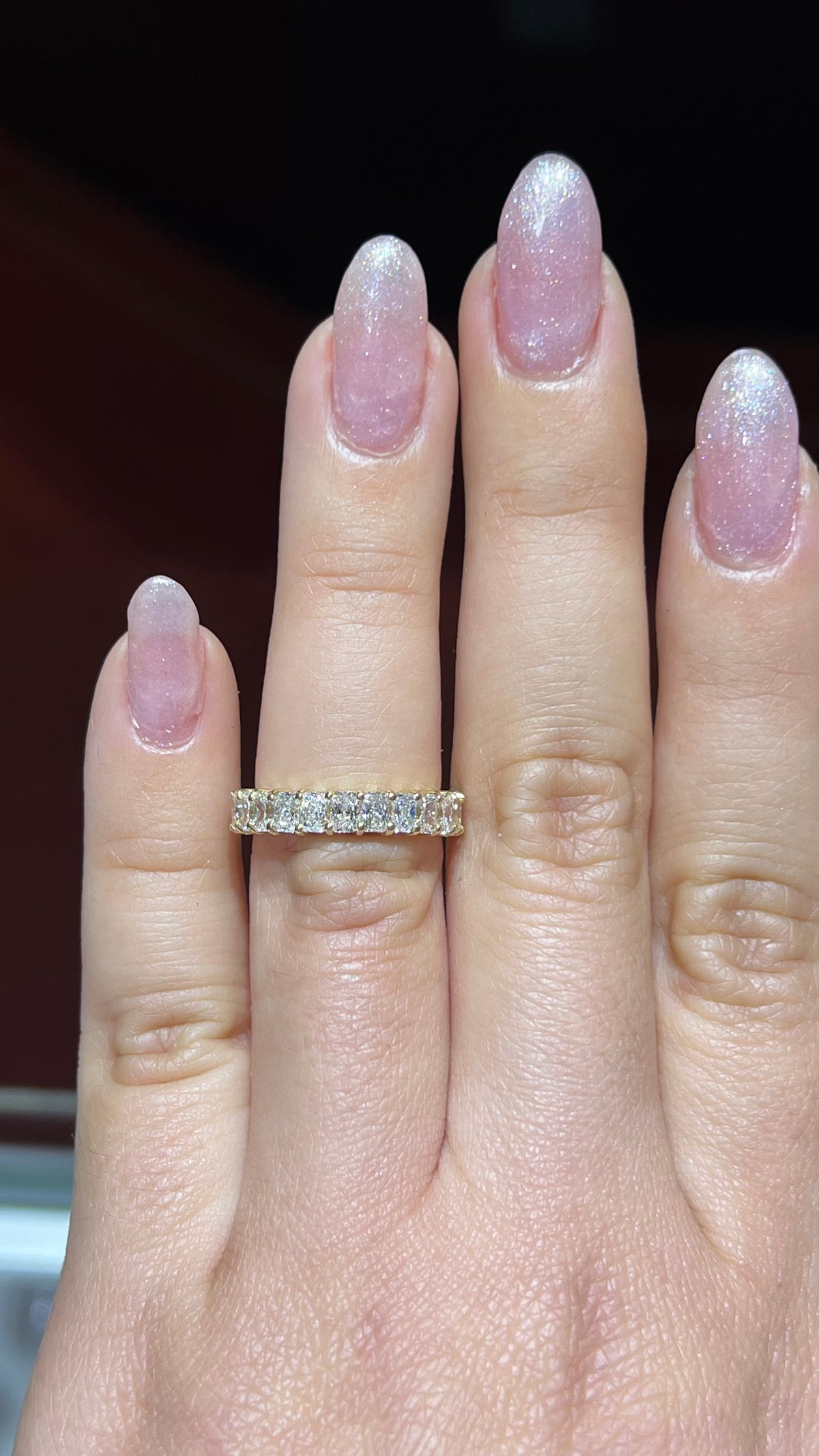 Radiant Diamond Shared Prong Gold Band 14K Gold BAN196