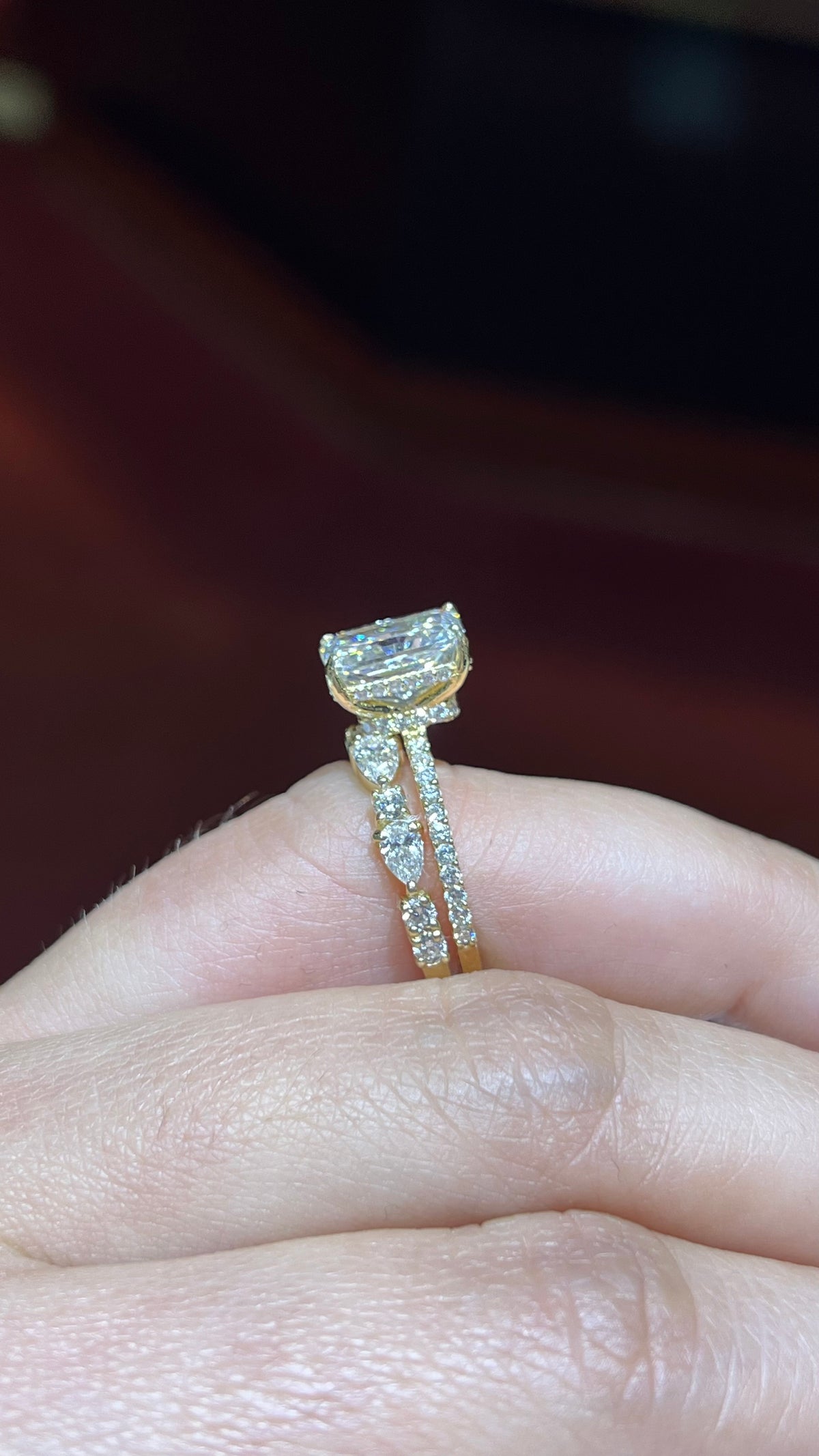 Pear and Round Alternating Diamond Band 14K Gold BAN199