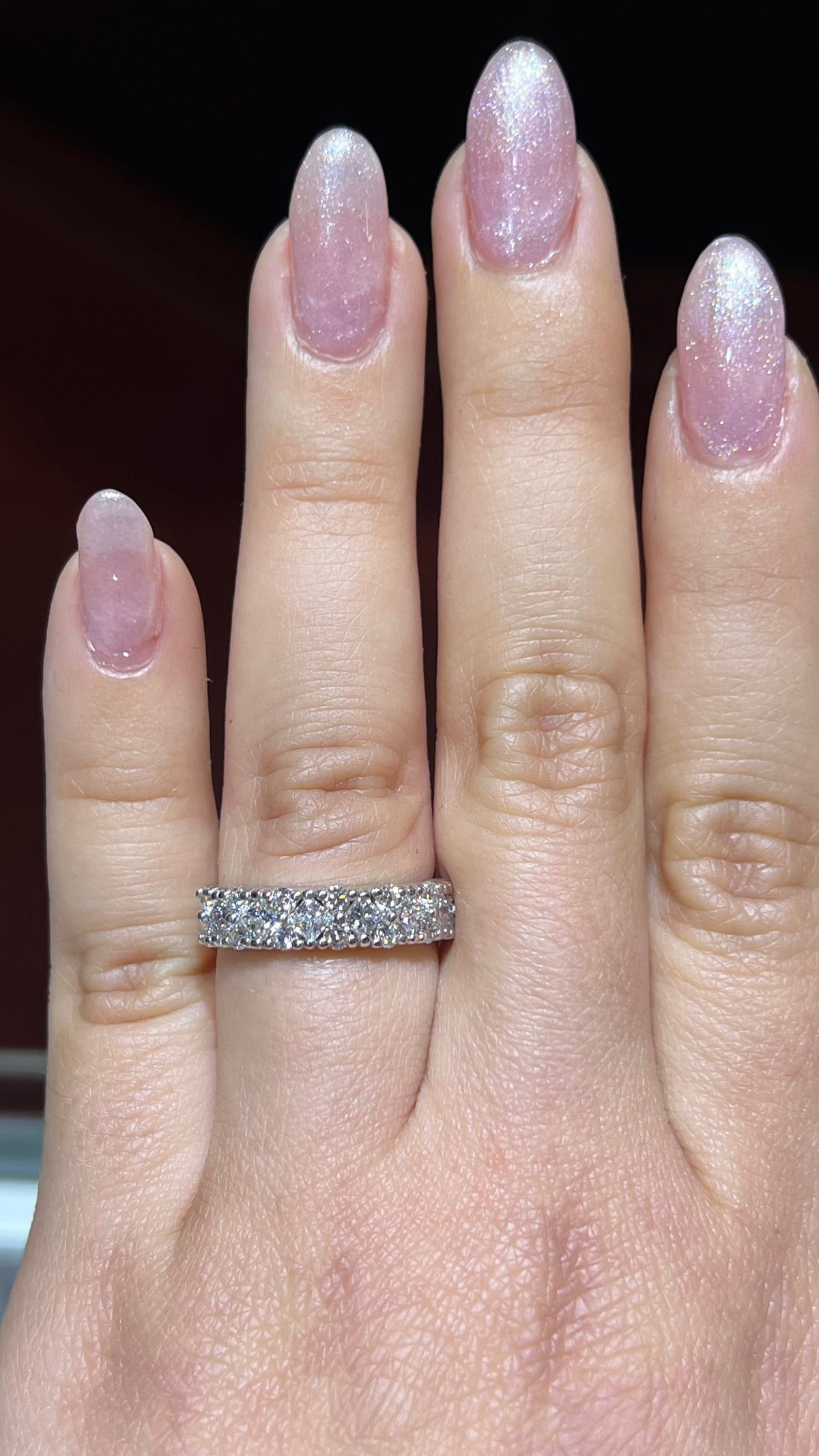 Princess and Round Diamond Band 14K Gold BAN200