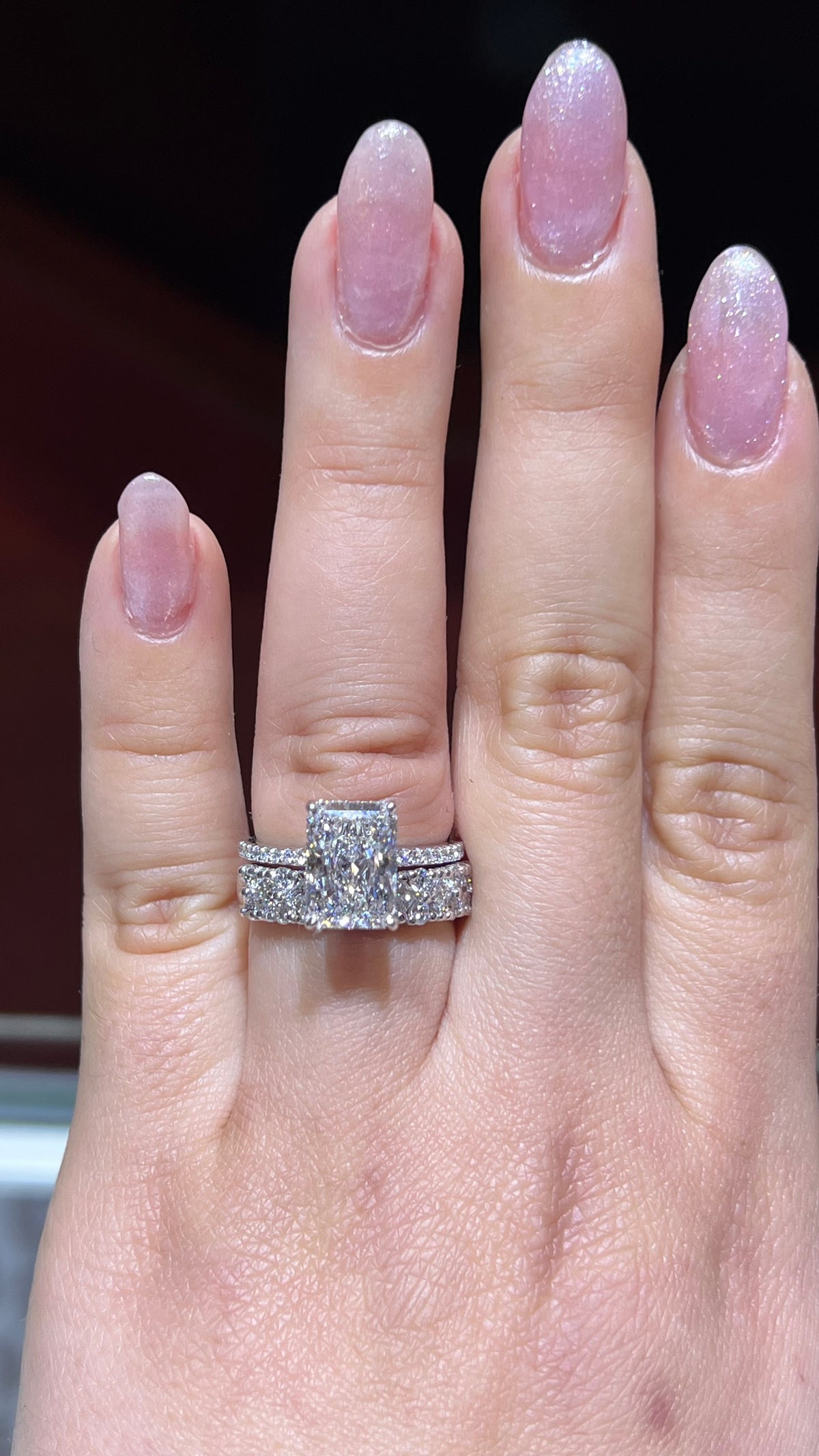 Princess and Round Diamond Band 14K Gold BAN200