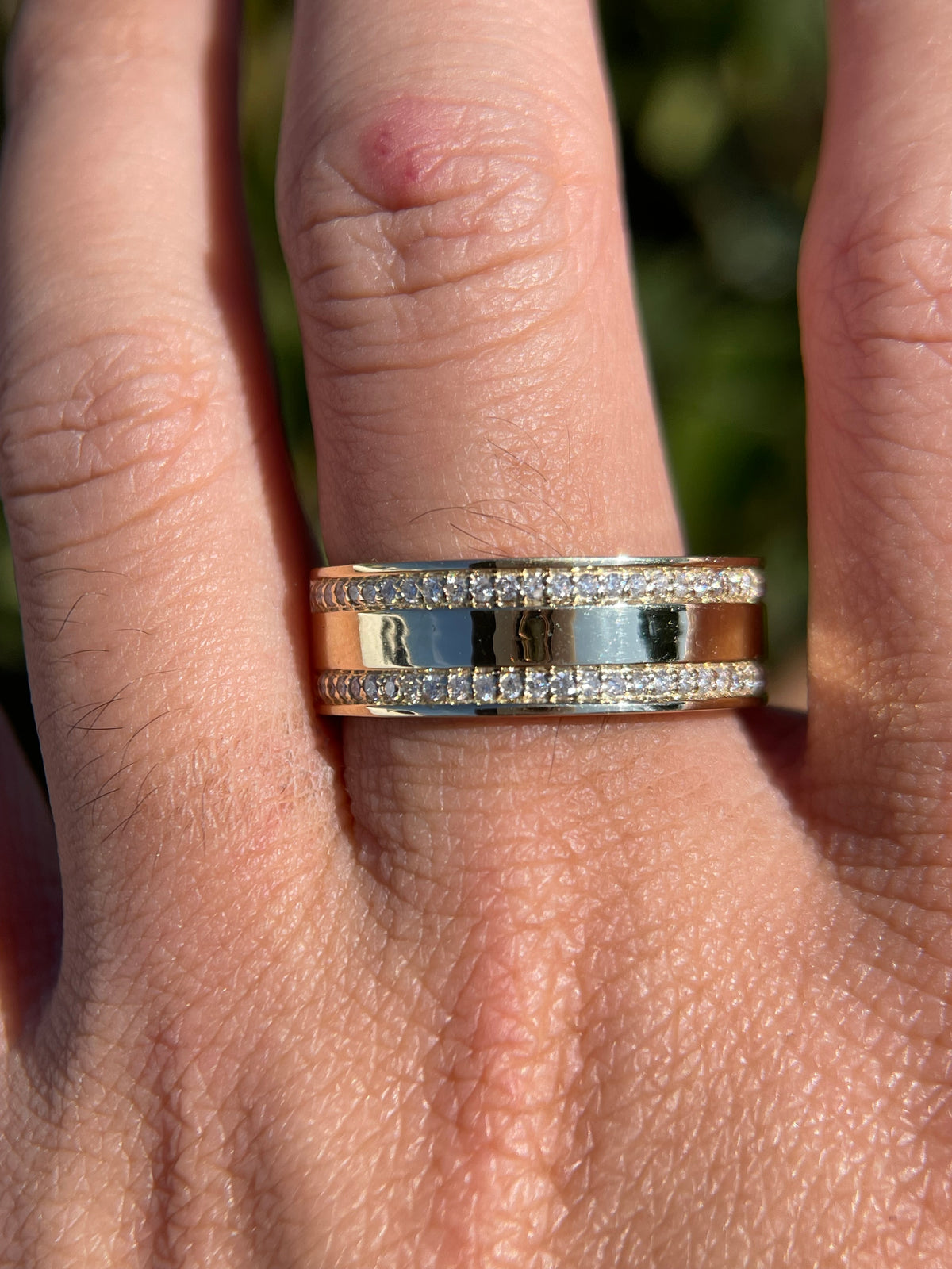 Men's 0.45ct Kobe & Gigi Double Row Diamond Wedding Band 14K Gold MR010