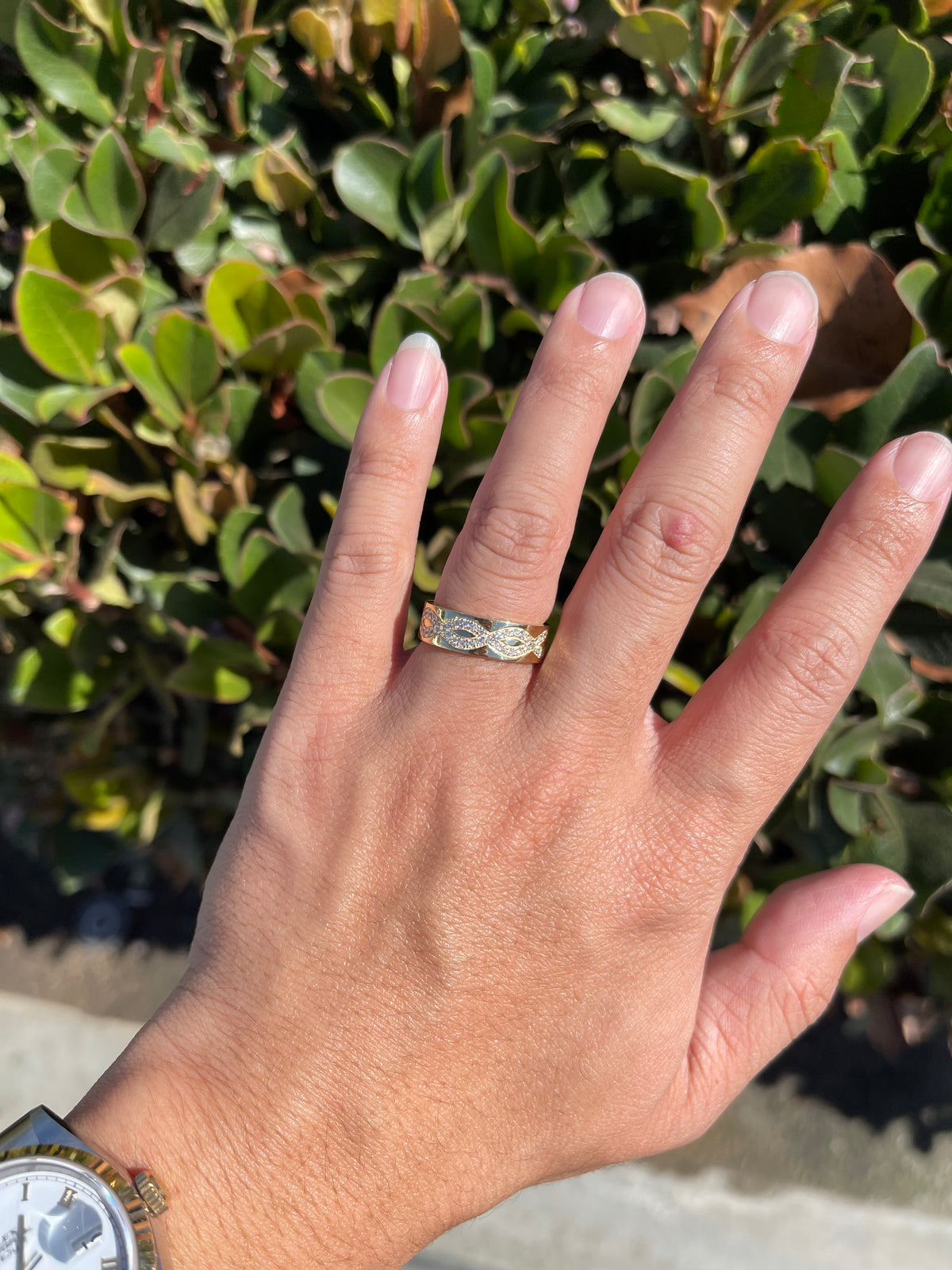 Men's 0.90ct Infinity Twist Eternity Diamond Wedding Band 14K Gold MR011