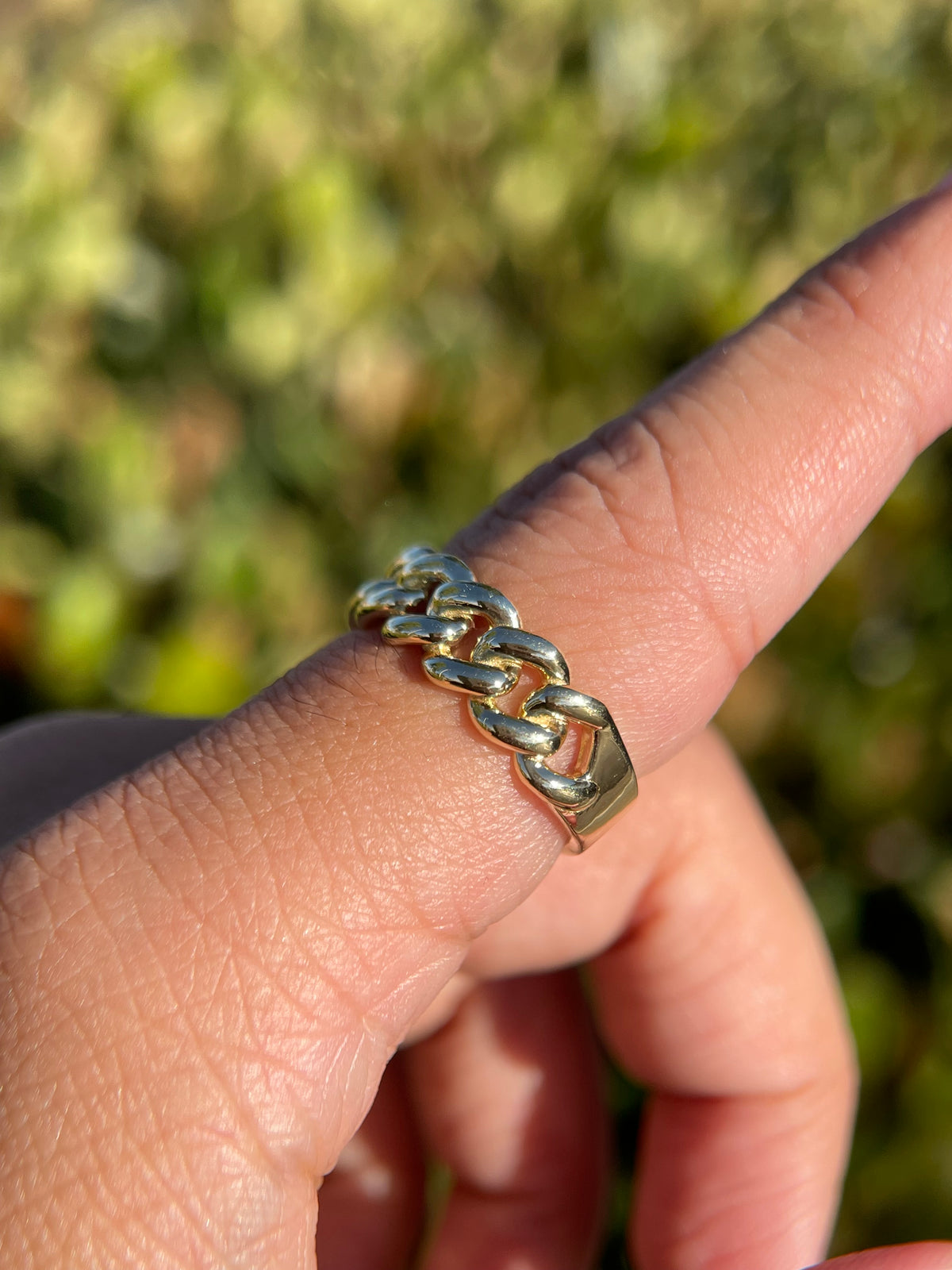 Men's Cuban Link Ring Solid 14K Gold MR005