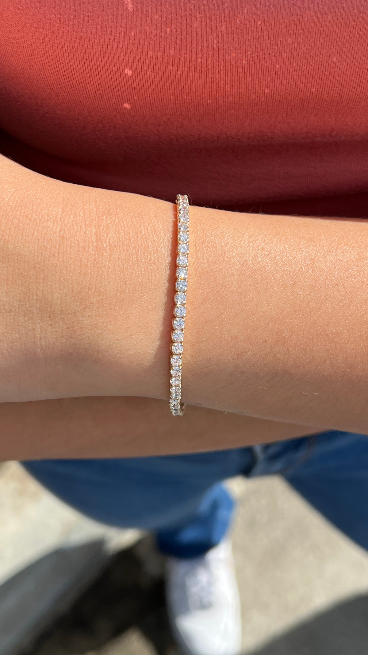 2.6mm Diamond Tennis Bracelet 14K Solid Gold DFB015