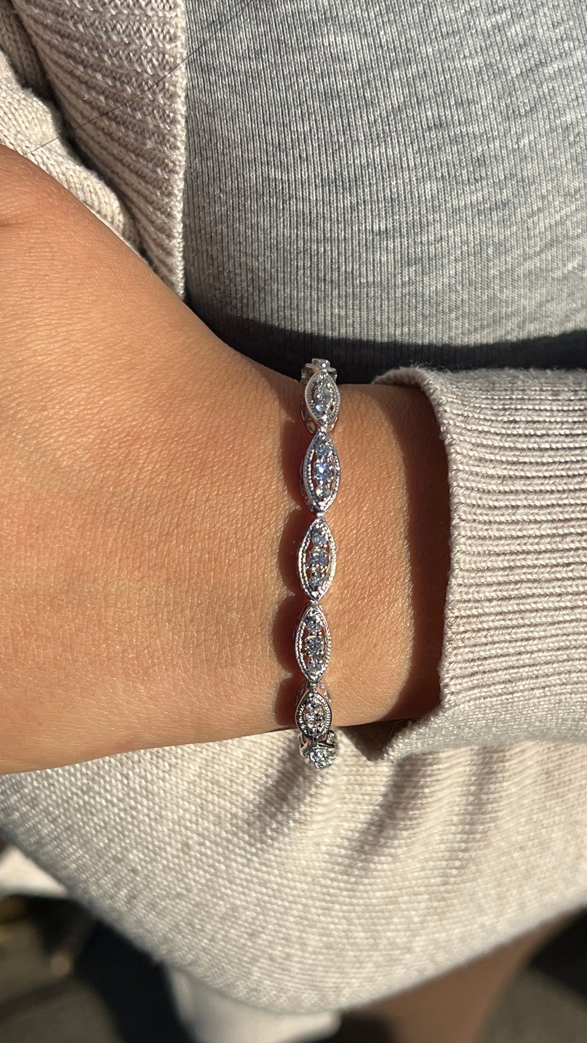 Vintage Art Deco Diamond Bracelet 14K Solid Gold DFB020