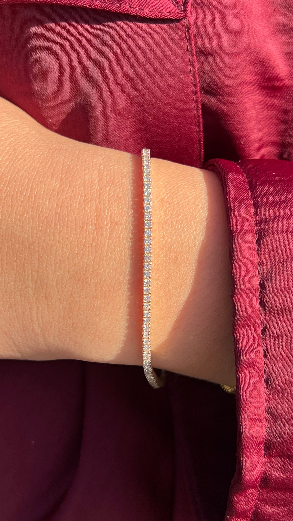 1.5mm Diamond Tennis Bracelet 14K Solid Gold DFB025