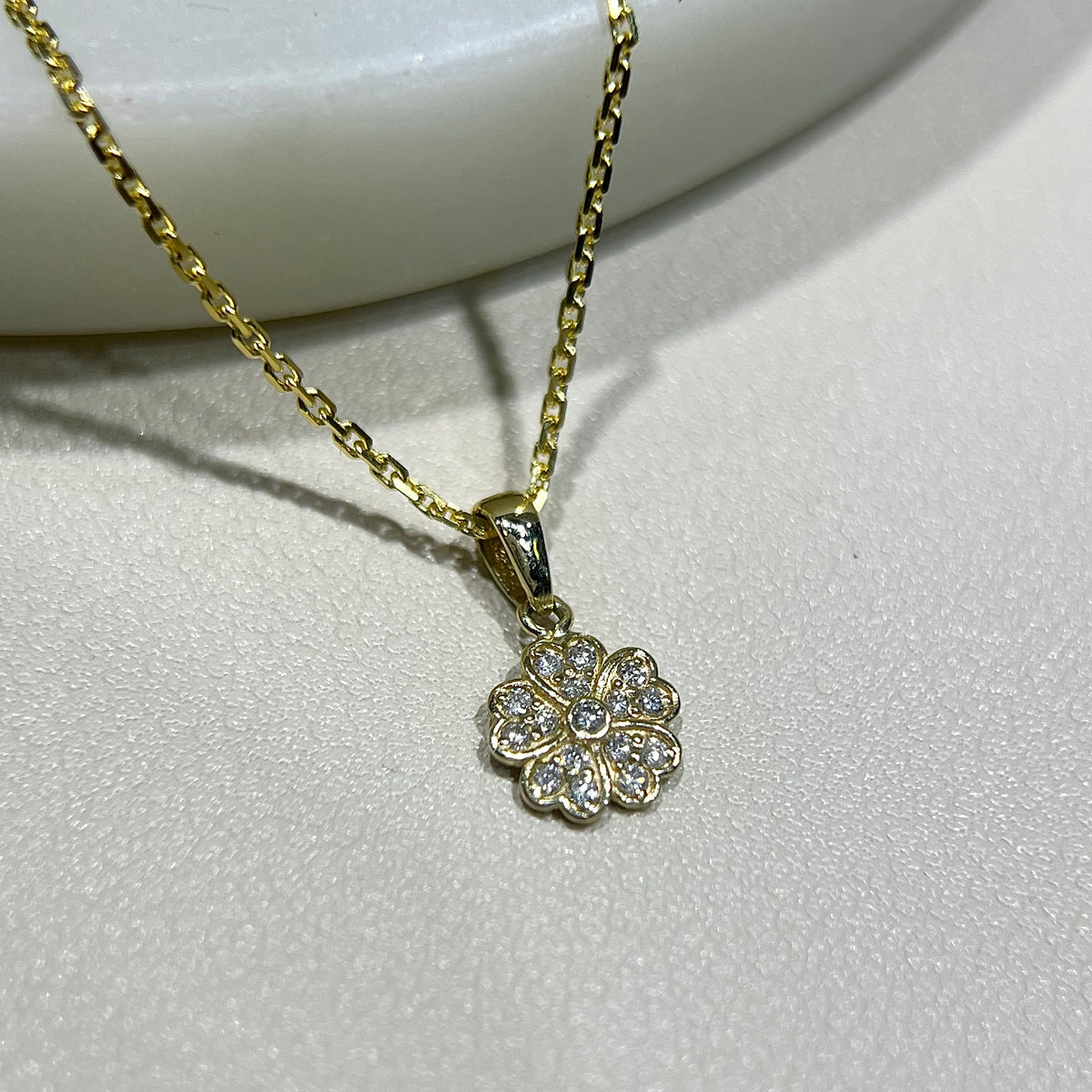 Diamond Pave Flower Petal Pendant 14K Gold DPEN065